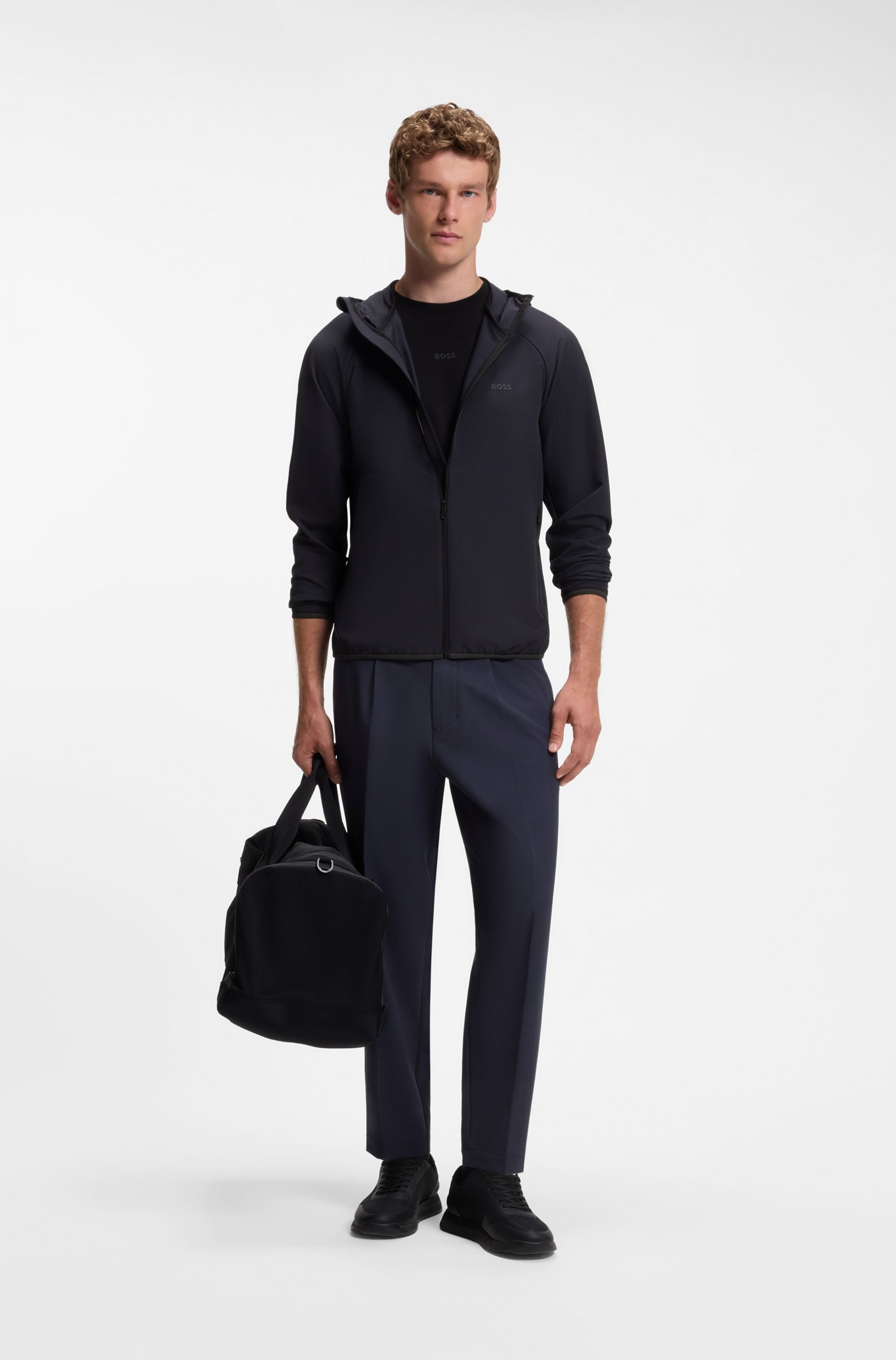 BOSS GREEN Funktionsjacke »L Commuter« mit Kapuze wasserabweisend Funktionsjacke mit gummiertem Label 4 Wege Stretch