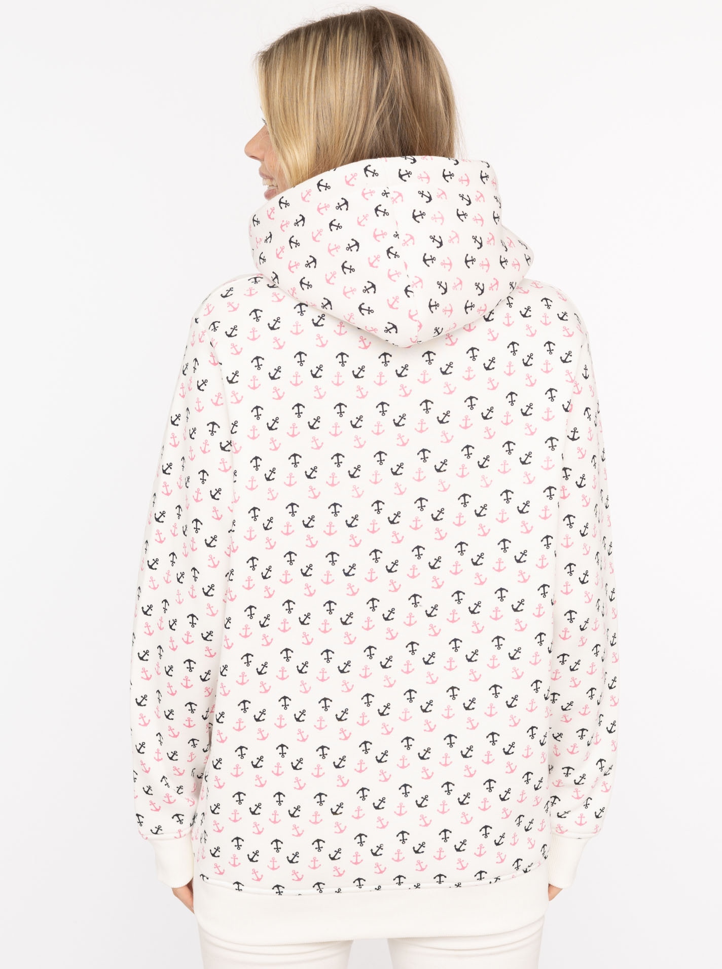 Zwillingsherz Hoodie »"Anker AOP"«, allover Ankerprint, Kapuze mit Kordelzug, Kängurutasche