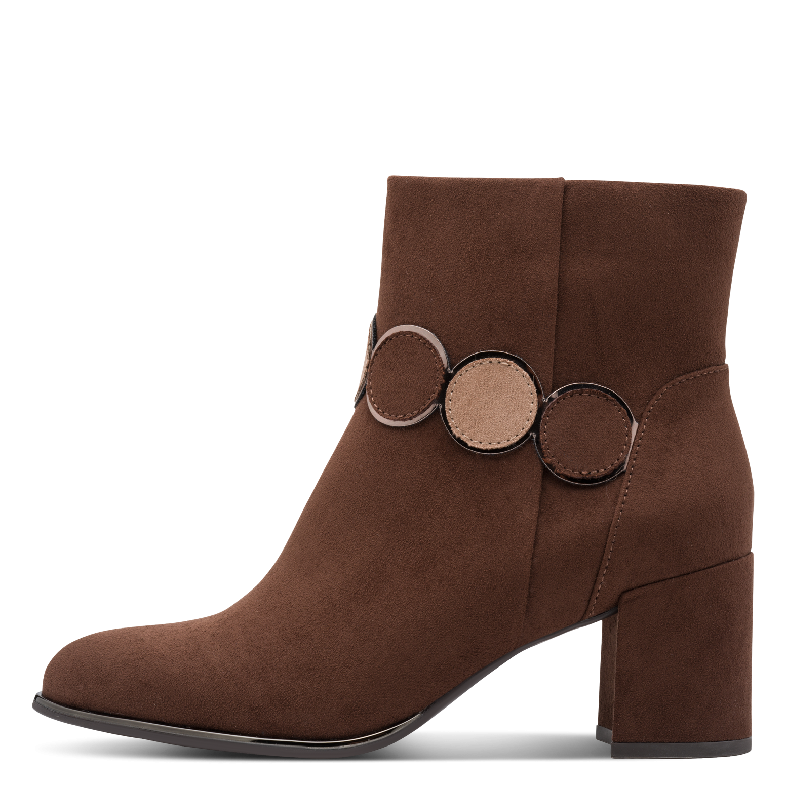 MARCO TOZZI Stiefelette  Blockabsatz, Ankle Boots, mit eleganter Zierkette und Kontrastbesätzen