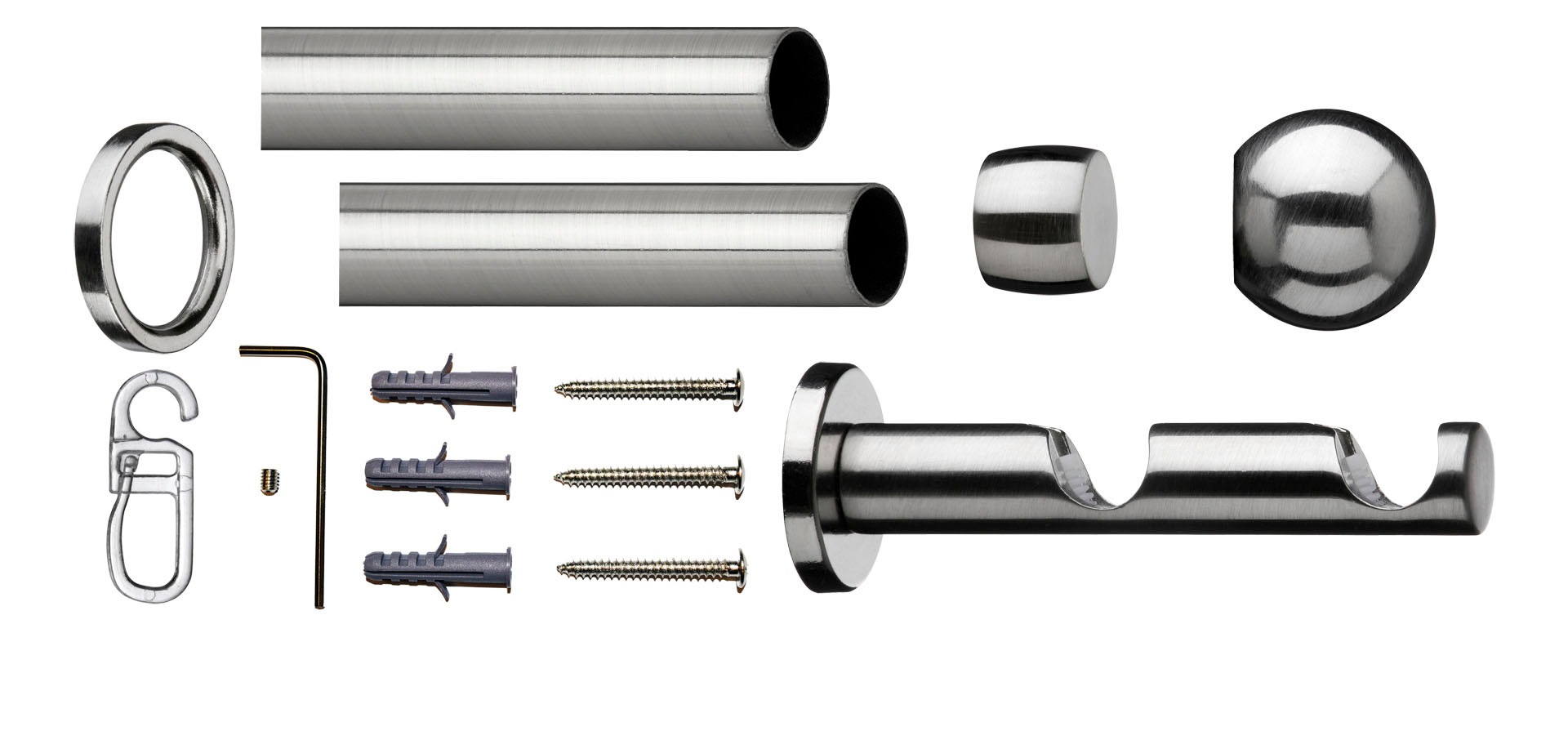 indeko Gardinenstange »Formentor«, 2 läufig-läufig, inkl. Fixmaß, und Komplett-Set Montagematerial Ringen