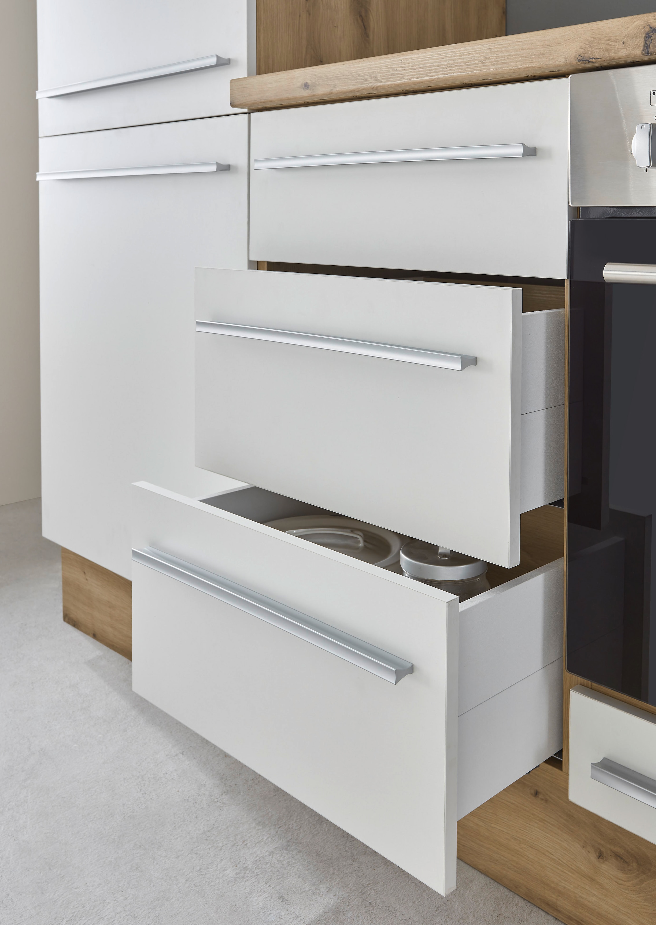 KOCHSTATION Küchenzeile »KS-Florida mit 38mm starker Arbeitsplatte« Breite 270 cm, wahlweise mit E-Geräten, Soft-Close-Funktion