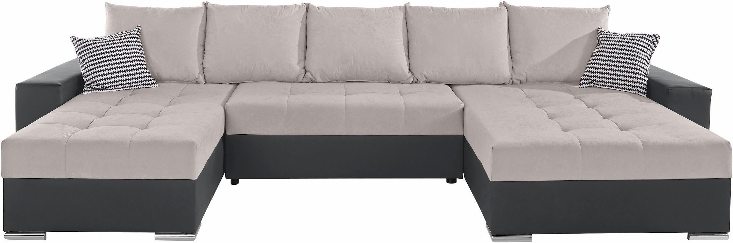 COLLECTION AB Wohnlandschaft »XXL-Josy U-Form, Breite 333 cm, mit 2 Recamieren 77 & 97 cm«, inkl. Bettfunktion, Bettkasten, mit 5 gleich großen Rückenkissen