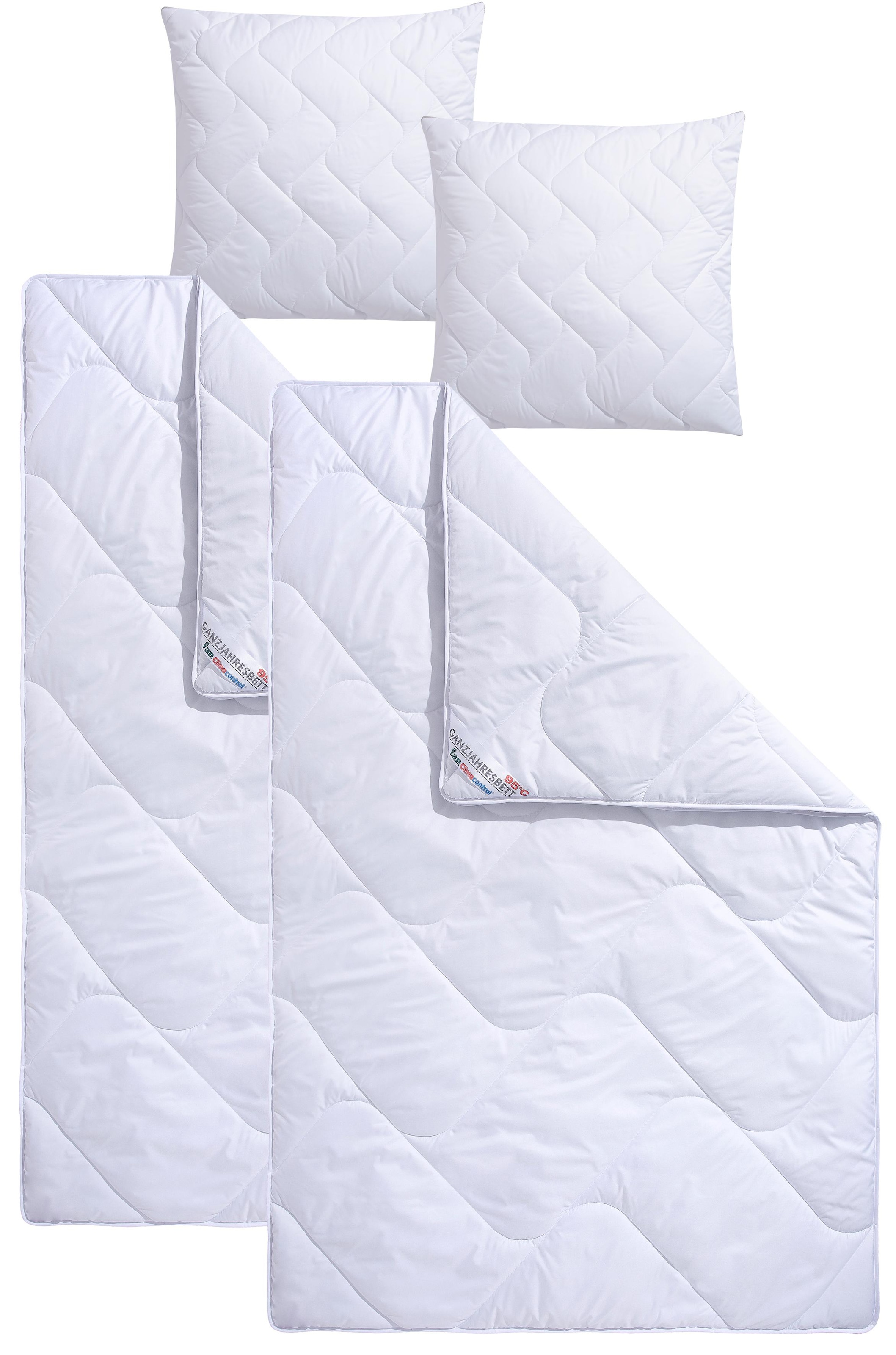 fan Microfaserbettdecke + Microfaserkissen »Climacontrol® II m. Baumwollbezug«, (Spar-Set), Bettwaren-Set, 135x200 oder 155x220 cm, für den Winter geeignet
