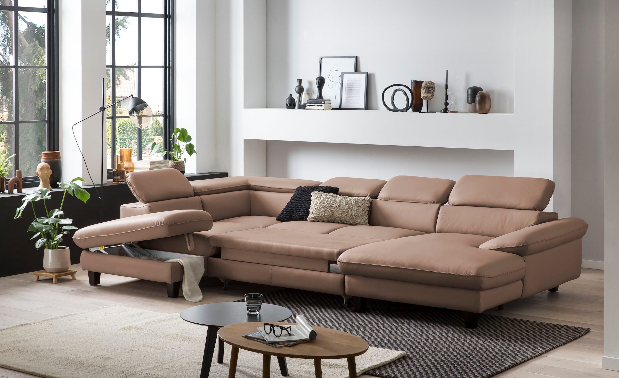 Home affaire Wohnlandschaft »Pilot U-Form«, mit Kopfteilverstellung, wahlweise mit Bettfunktion & Bettkasten