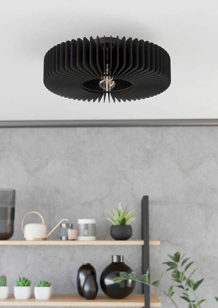 EGLO Deckenleuchte »PALOMBAIA«, 1 flammig, Leuchtmittel E27 | ohne Leuchtmittel, Deckenlampe, Wohnzimmerlampe aus Holz in Schwarz, E27 Fassung, Ø 50 cm