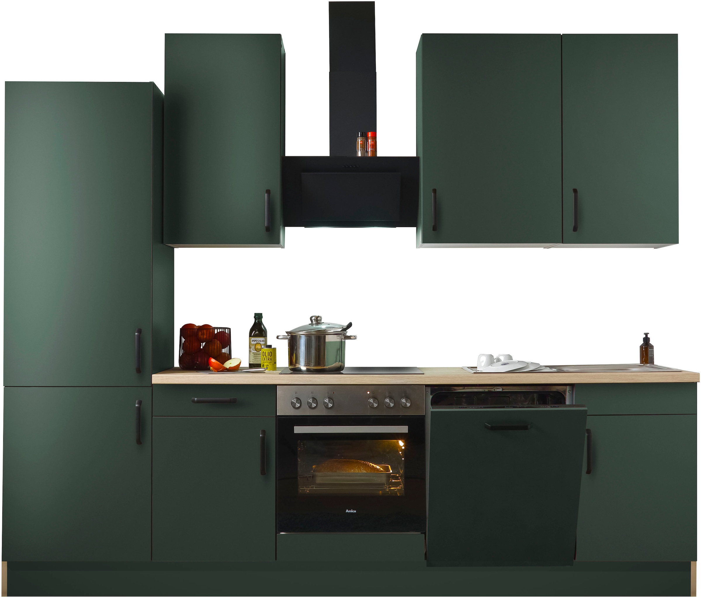 wiho Küchen Küchenzeile »"Simi", mit verstellbaren Füßen, Breite 280 cm,« wahlweise mit E-Geräten, Soft-Close-Funktion in Schubkästen & Auszügen