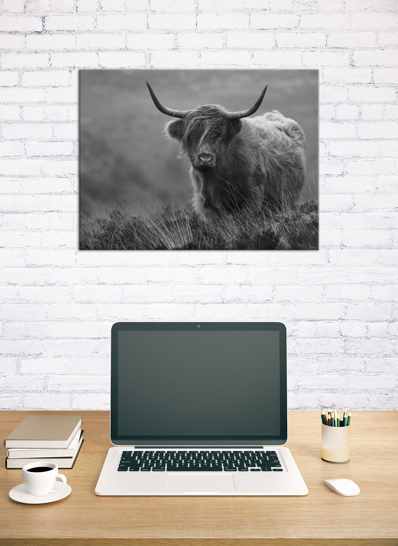 Bönninghoff Bild »HOCHLANDRIND SW 46x61 cm – Leinwandbild Keilrahmen Deko modern«