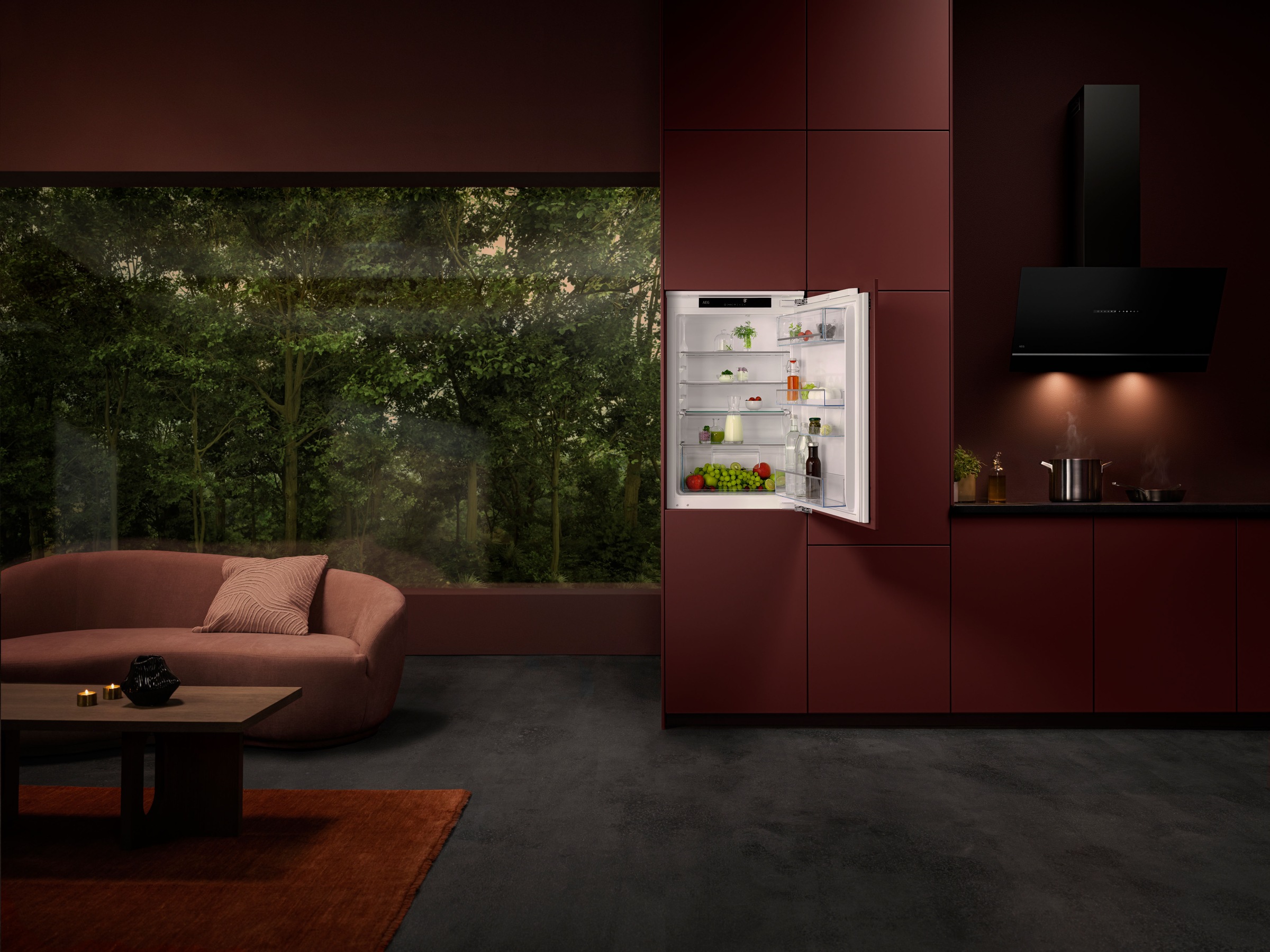 AEG Einbaukühlschrank Serie 5000 »TSK5O88WDF« 87,3 cm hoch 55,6 cm breit 137 L, variable Glasablagen bis zu 25 kg belastbar, Touch, Festtür