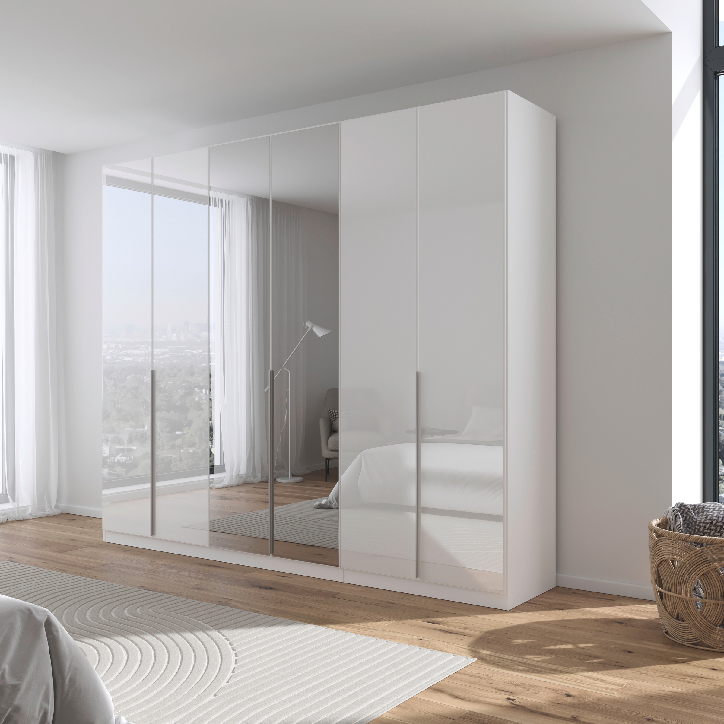 rauch Drehtürenschrank »Kleiderschrank Kleiderschränke Schrank Garderobe AGORDO mit Glasfront«, (in zwei Griff-Farben), durchdachte Innenausstattung, in 6 Breiten und 2 Höhen MADE IN GERMANY