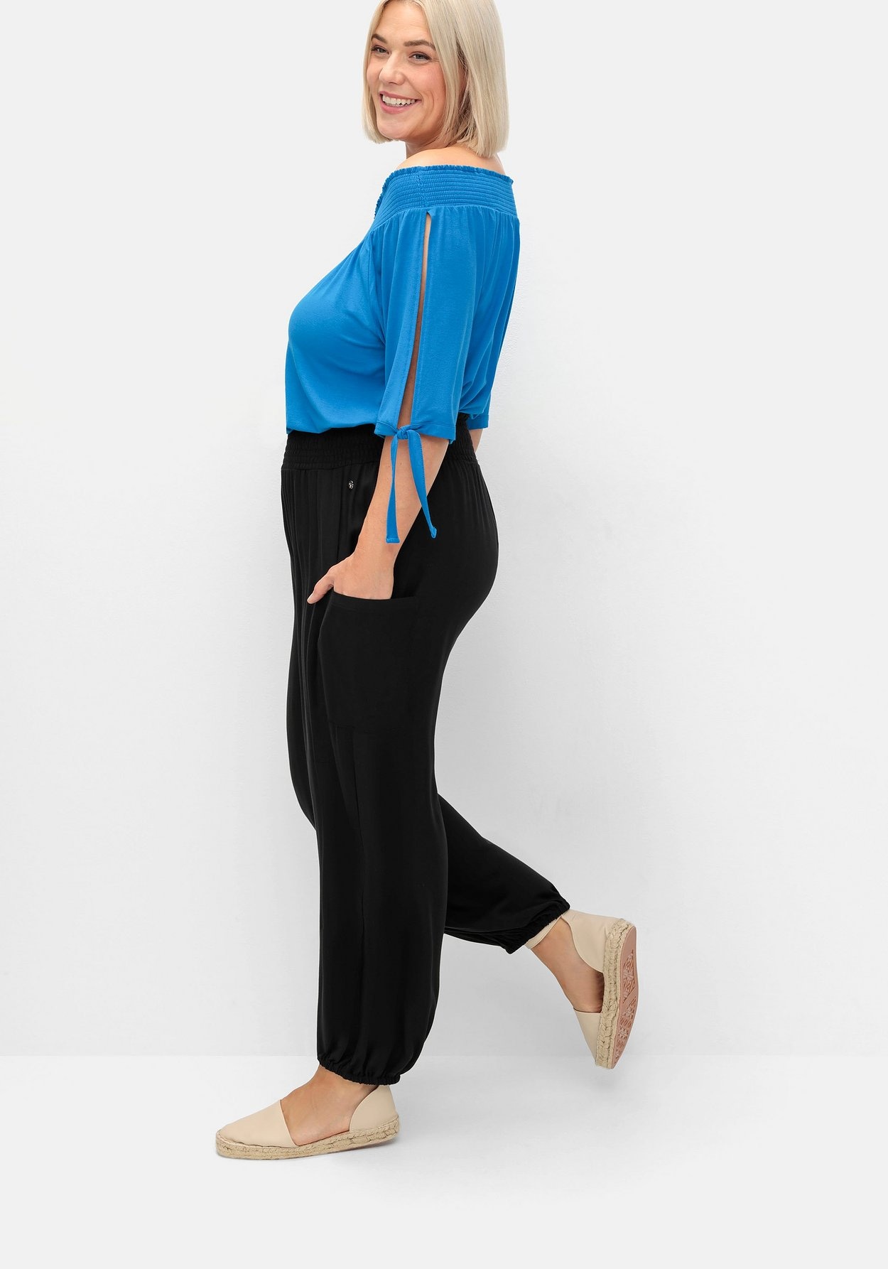 Sheego Schlupfhose »Hose mit breitem Smokbund und Seitentaschen«