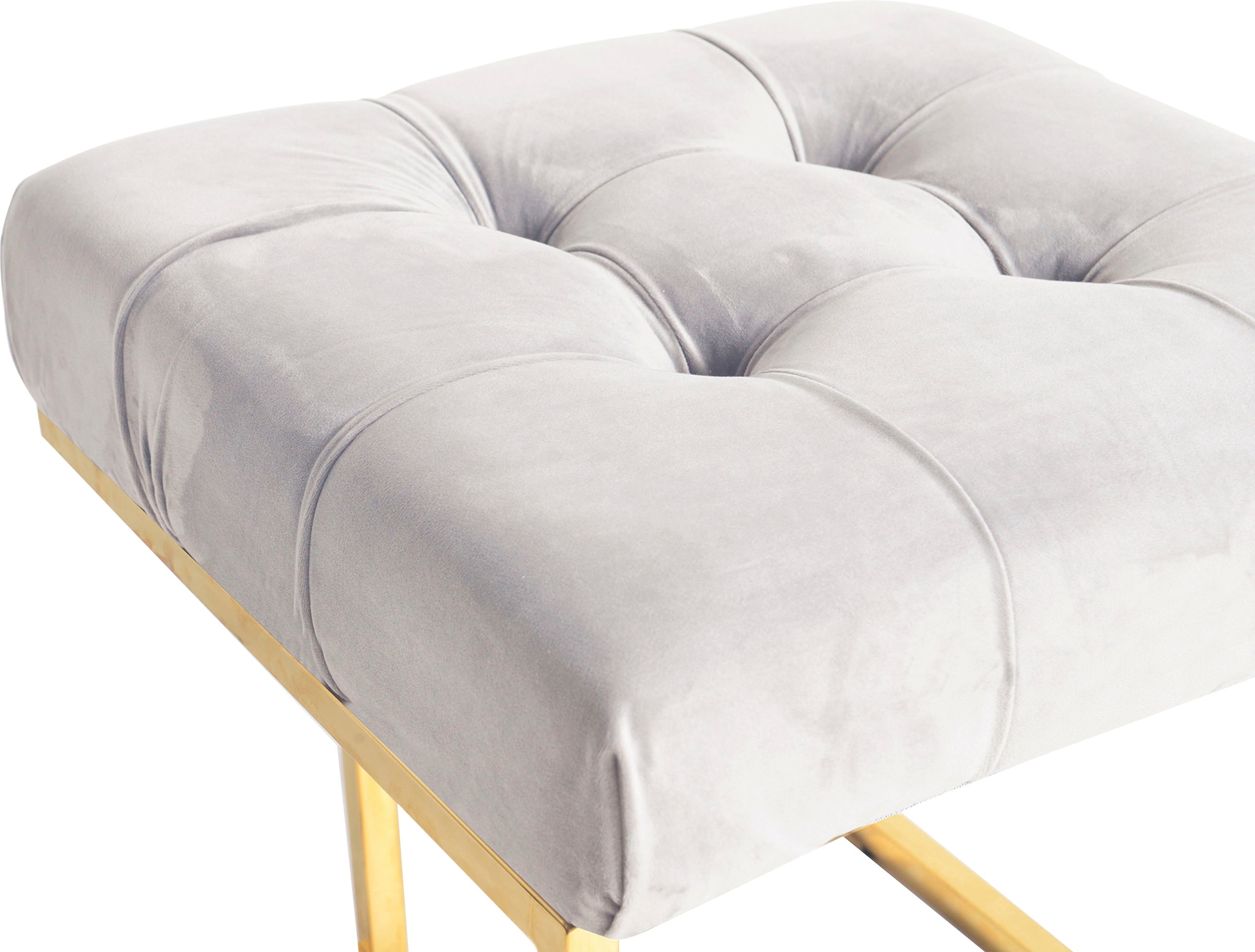 Kayoom Sitzhocker »Hocker Rare, Edler Touch durch goldenes Gestell«, (1 St.), eckig, samtweich, gesteppt, mit Zierknöpfen, Edelstahlgestell