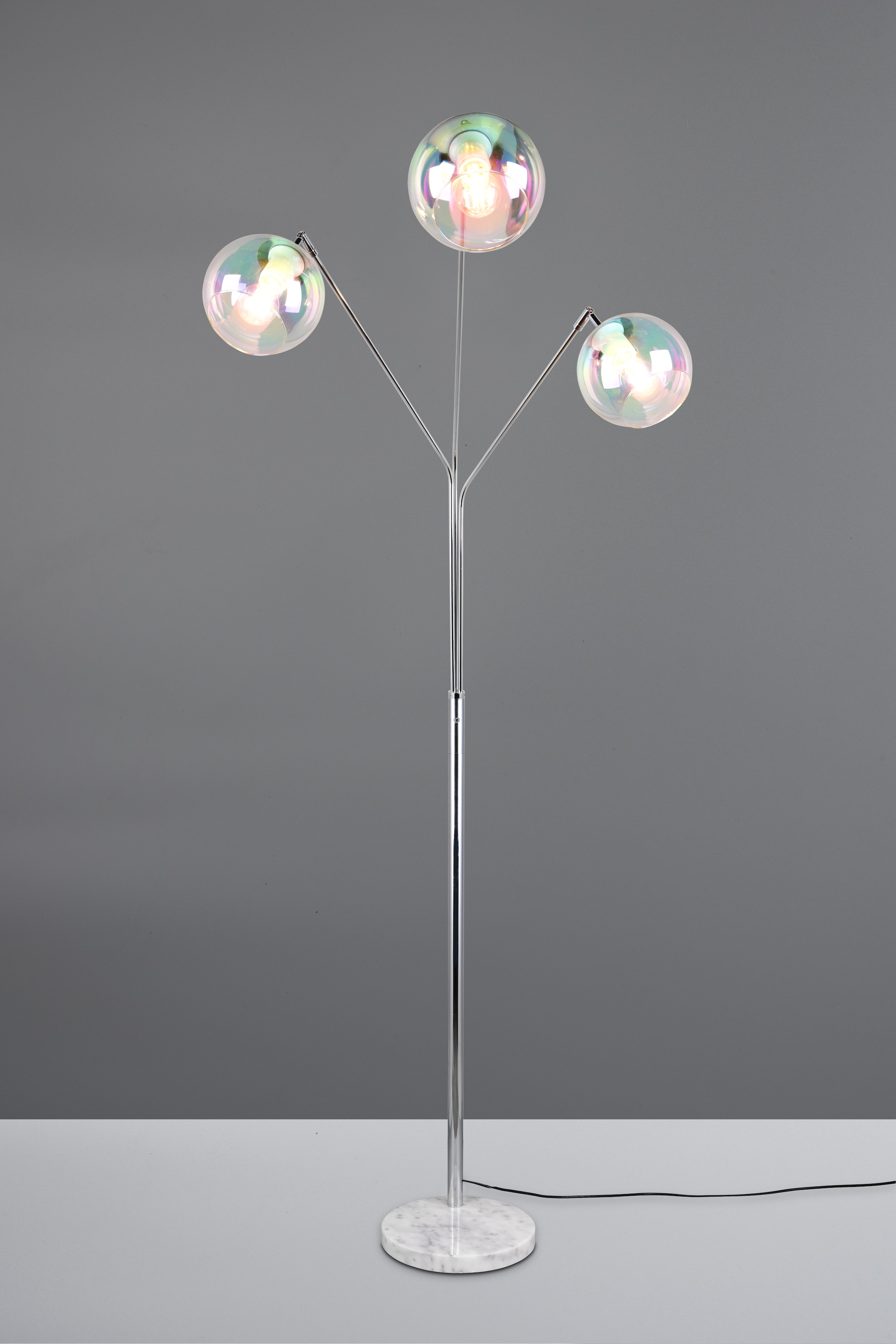TRIO Leuchten Stehlampe »PAXTON, dreiflammige Stehleuchte, Glas Lampenschirme, Arme verstellbar« E27 1 Stk. warmweiß - kaltweiß exkl. 3x E27 max 10W, Höhe 200cm Breite 67cm, Kippschalter, 2m Kabel