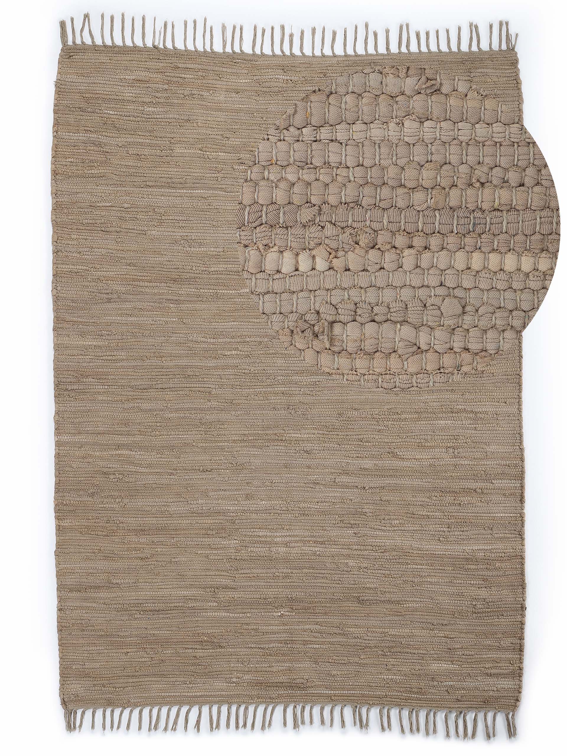 carpetfine Teppich "Kelim Chindi uni, auch als Läufer" rechteckig 5 mm Höhe Wendeteppich, reine Baumwolle, handgewebt, Uni-Farben, mit Fransen