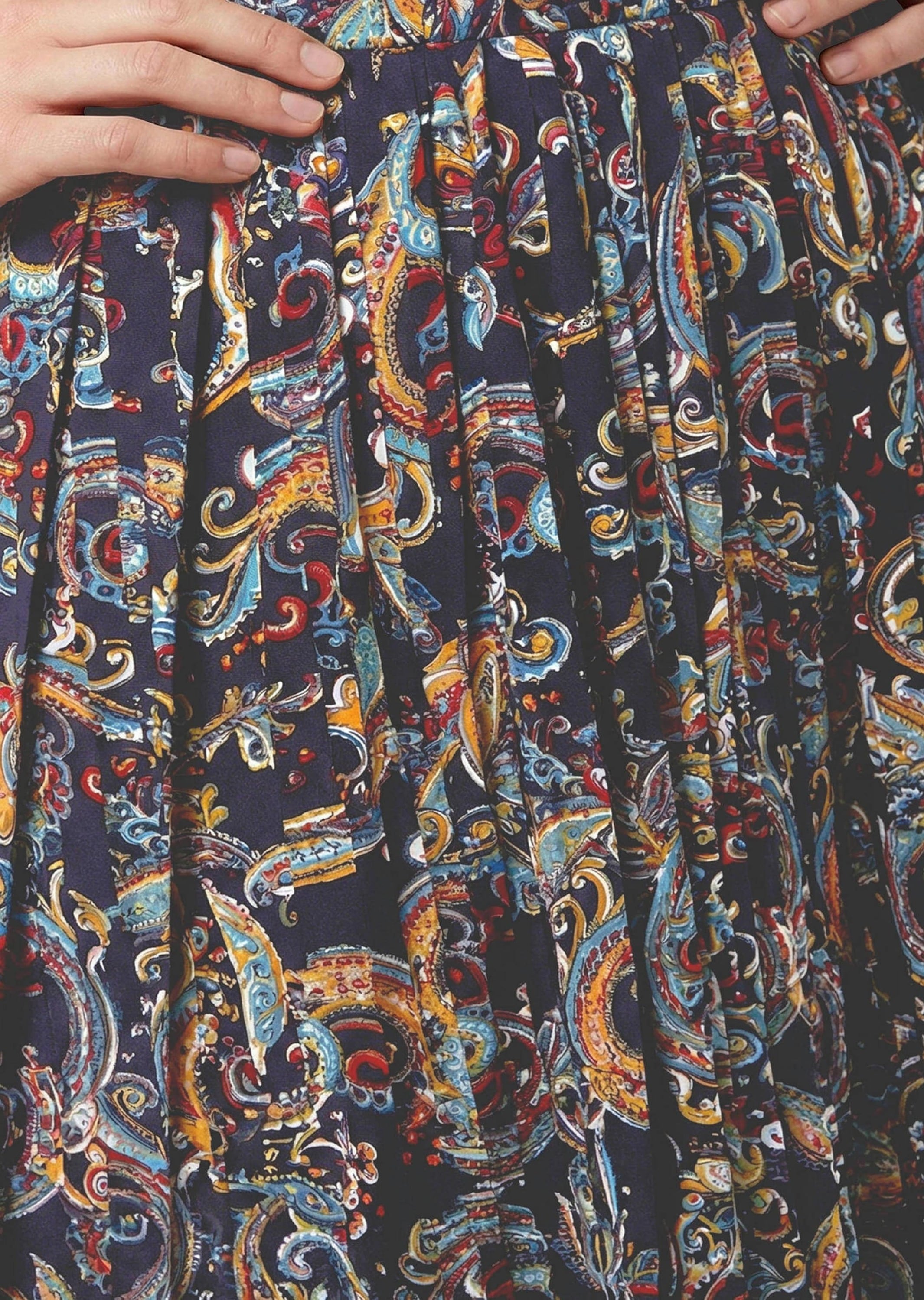 GOLDNER Maxirock »Kurzgröße Plisseerock mit Paisley-Druck« kominierstarker Print