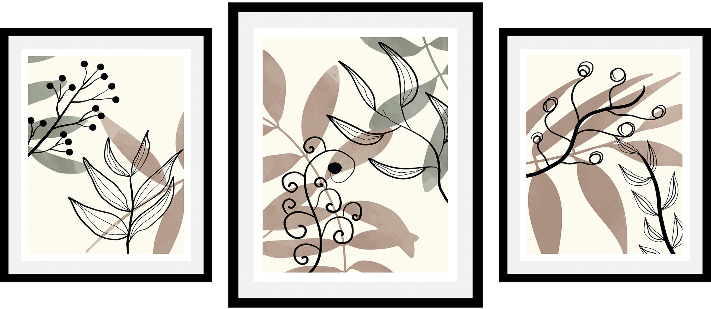 queence Bild »Set Halli« Abstrakt | Blumen | Figuren 1 Stk. tlg. gerahmt