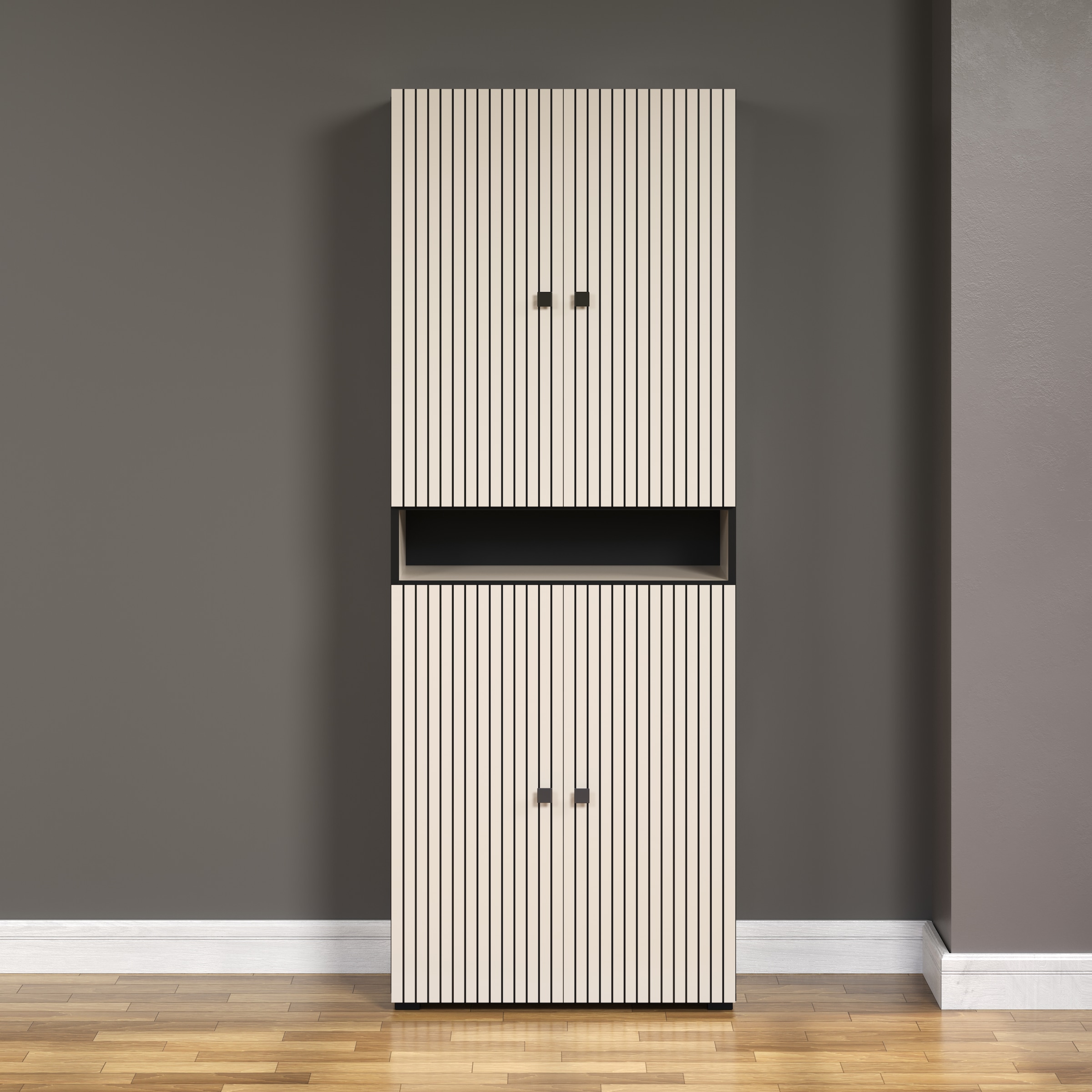welltime Hochschrank »Amrum«, (1 St.), Breite 40cm, geräumiger Hochschrank Eiche Rillenoptik Badschrank