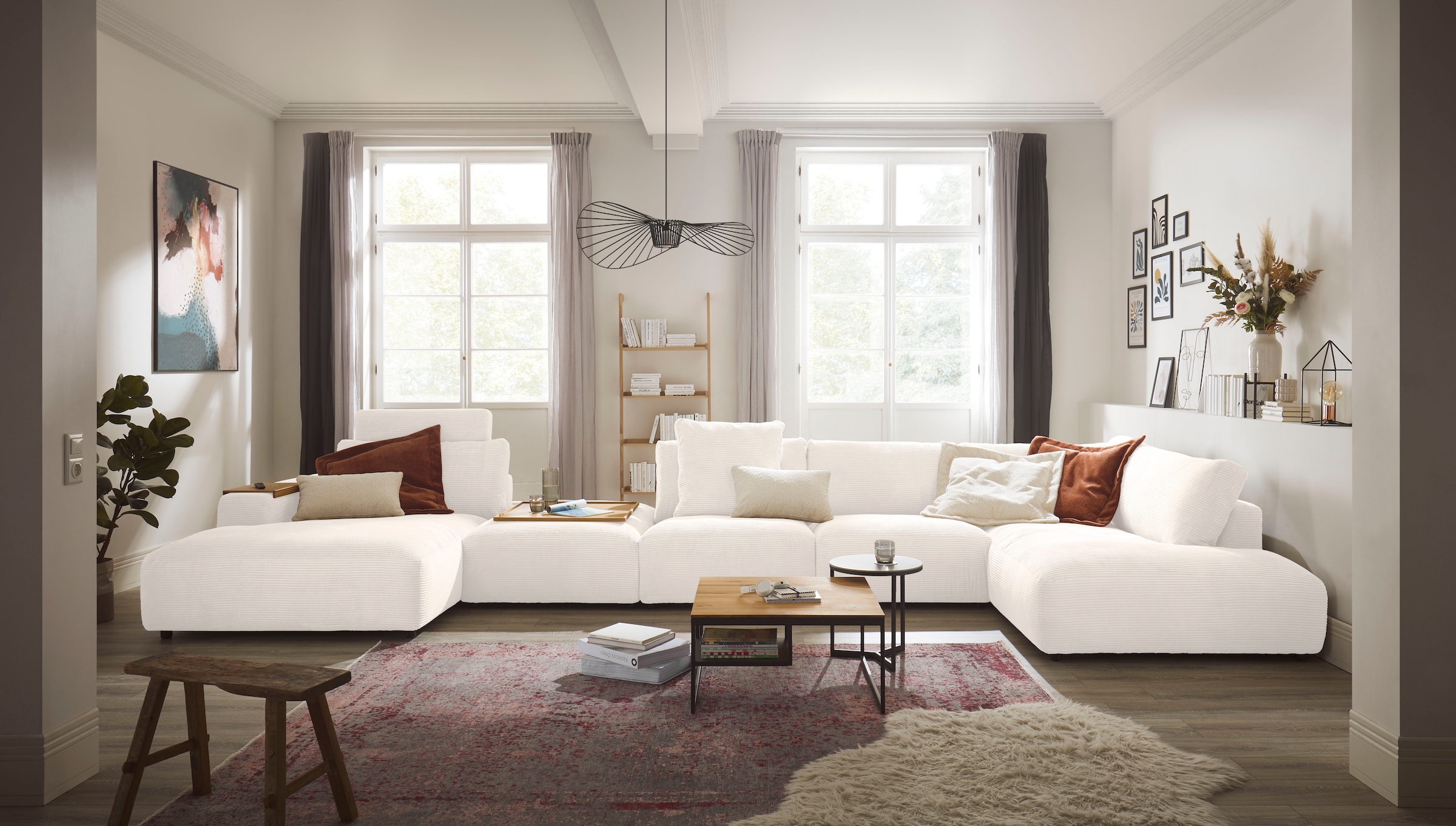 Musterring Wohnlandschaft »Lucia U-Form«, Cord-Bezug, inklusive Kopfstütze, Gesamtbreite 524 cm
