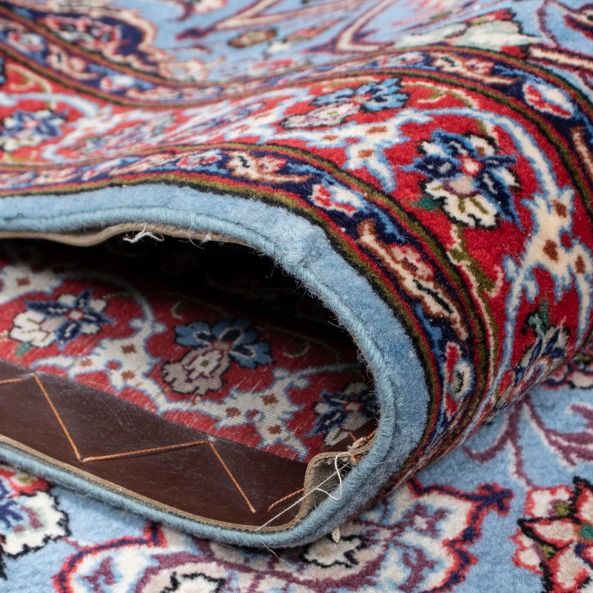 morgenland Orientteppich »Perser - Isfahan - Premium - 438 x 80 cm - lila«, rechteckig, Wohnzimmer, Handgeknüpft, Einzelstück mit Zertifikat