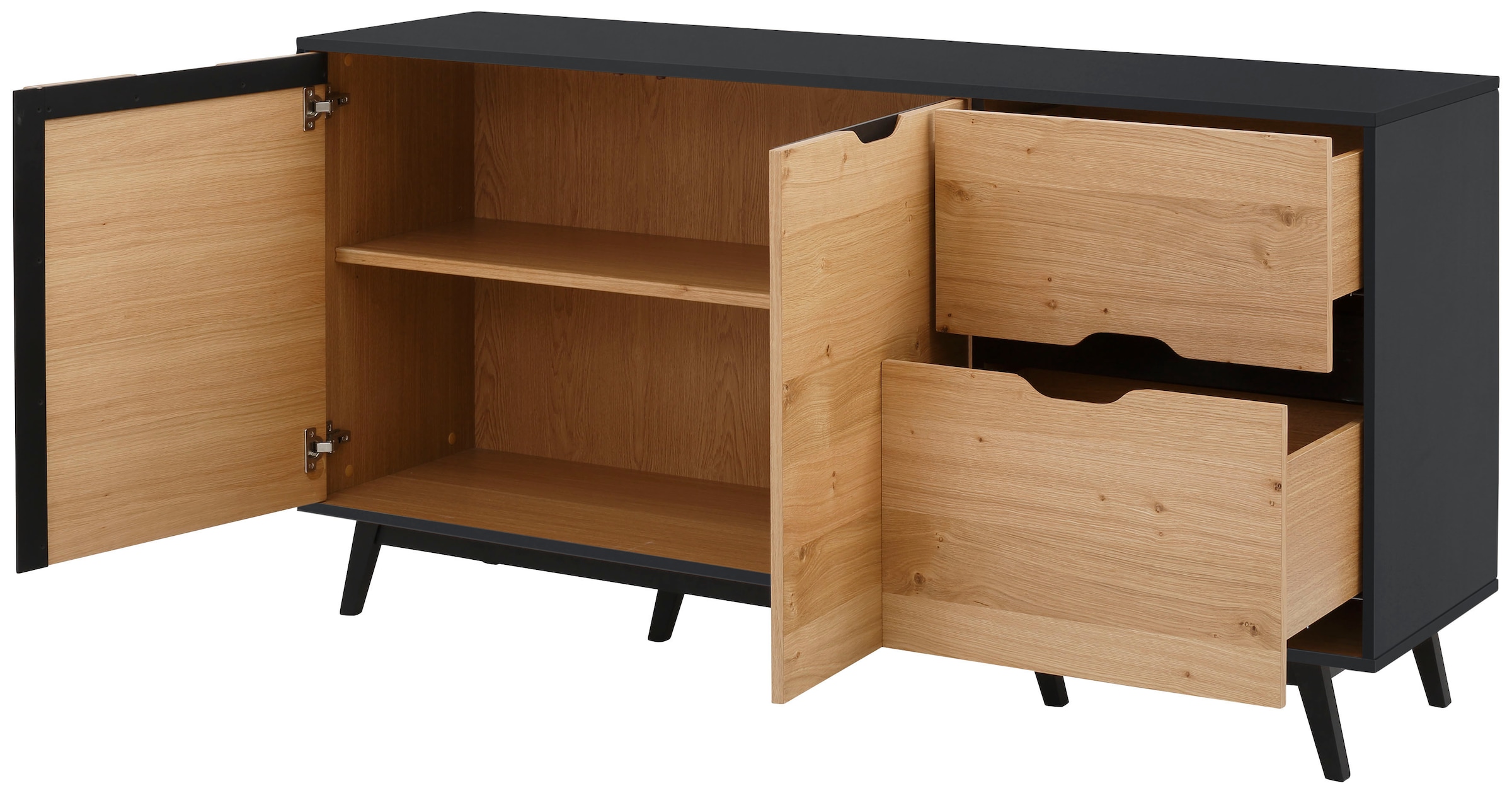 Home affaire Sideboard »Flow«, Kommode mit vielen Stauraummöglichkeiten und Holzoptik, Höhe 82 cm