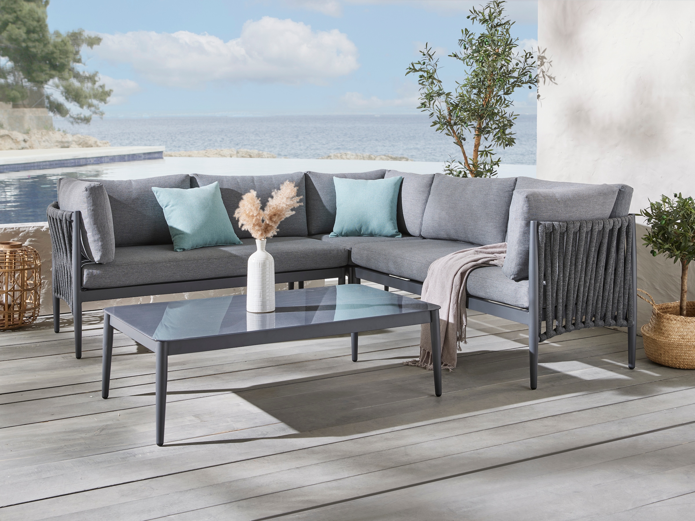 Gartenlounge-Set Sofa, Aluminium, online und 1 12 Garantie Destiny XXL kaufen (Set, Jahren 2 60x60x40 2 | »RAVENNA«, 109x60x45 Tische 3 cm Sessel, cm mit tlg.),