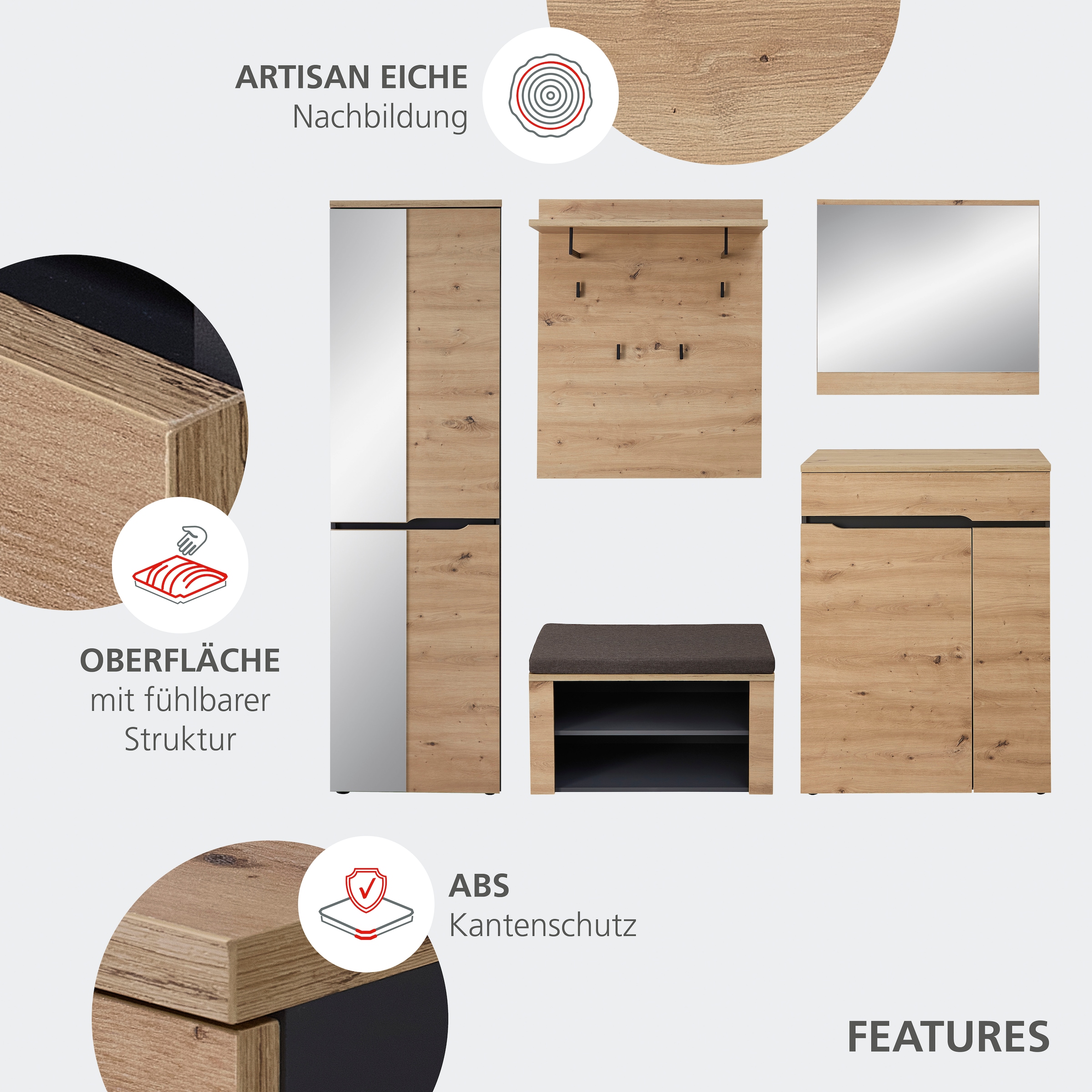 OTTO home Schuhschrank »Fargo Schuhschrank, 80/107/38 (B/H/T cm)« 1 Stk. tlg. 2 türig, Schubkasten, Soft Close,