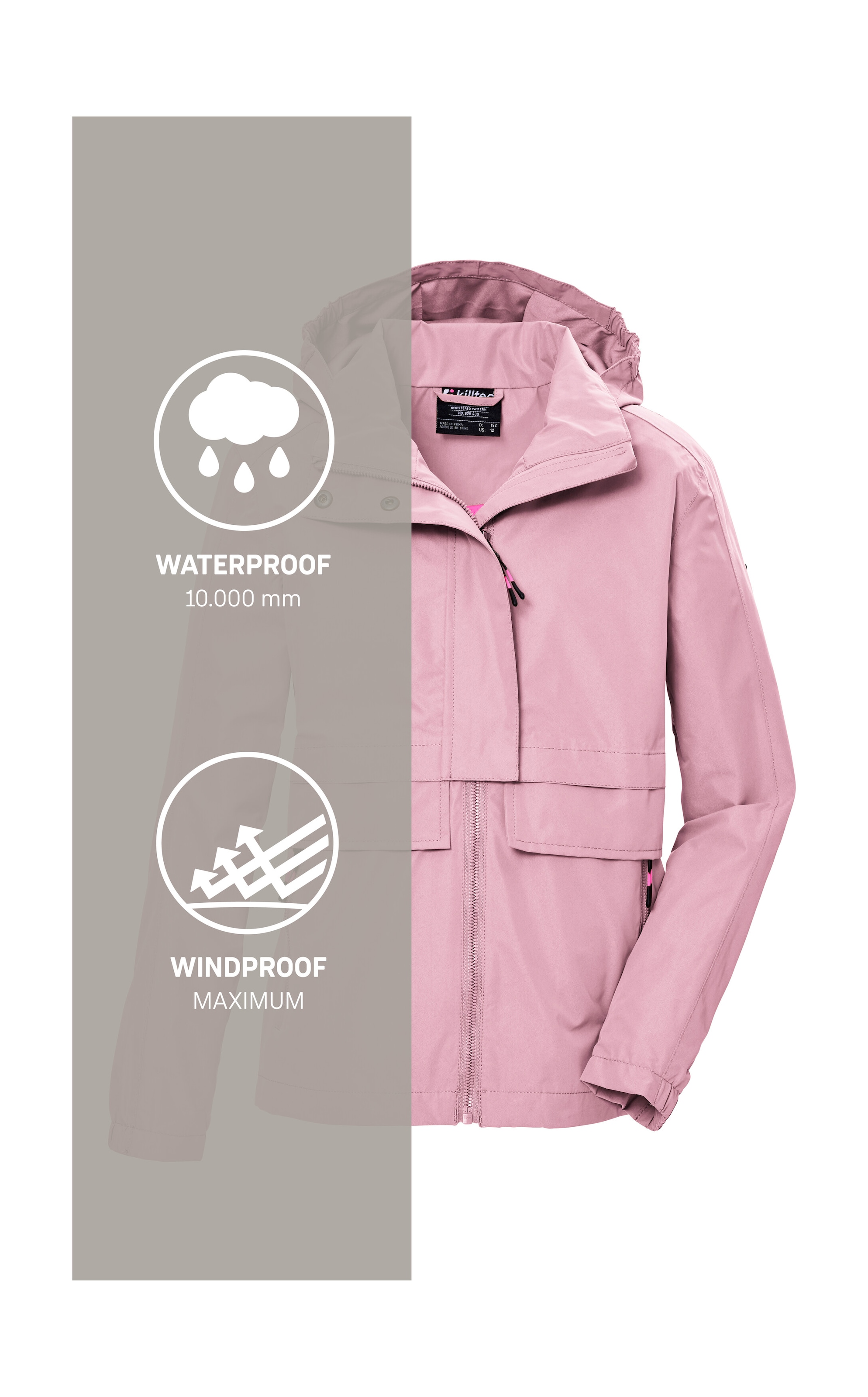 Killtec Funktionsjacke »KOS 149 GRLS JCKT«, regulierbare Kapuze, wind- und wasserdicht, PFAS-frei imprägniert