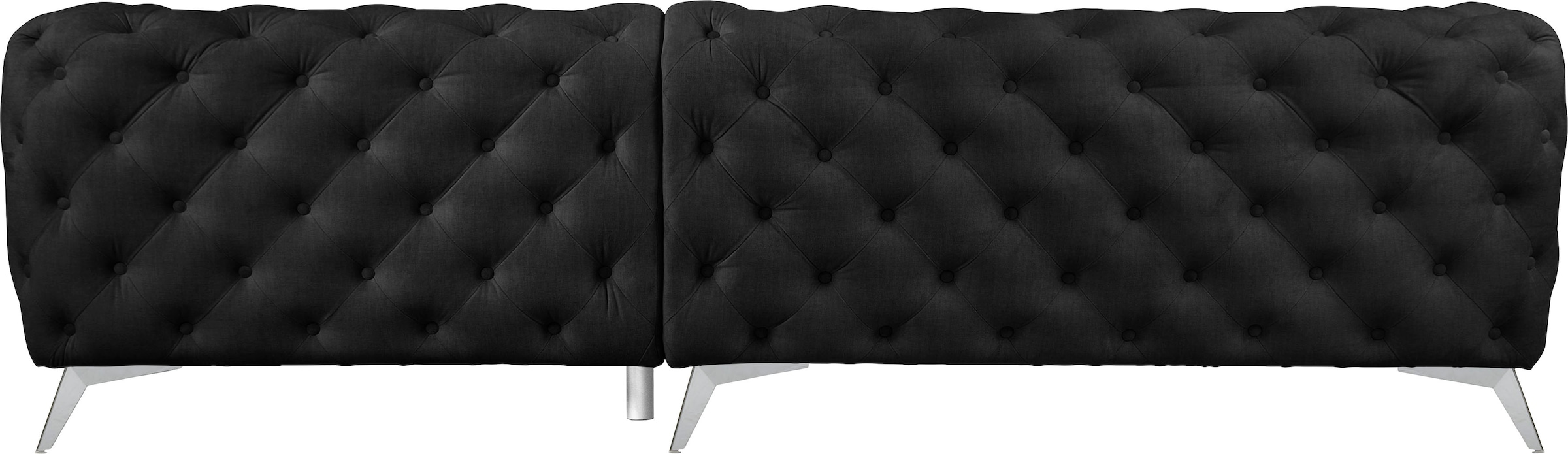 Leonique Chesterfield-Sofa »Ecksofa GLYNIS L-Form mit Wellenunterfederung, Maße B/T/H 264/204/75cm«, aufwändige Knopfheftung, moderne Chesterfield Optik, Fußfarbe wählbar