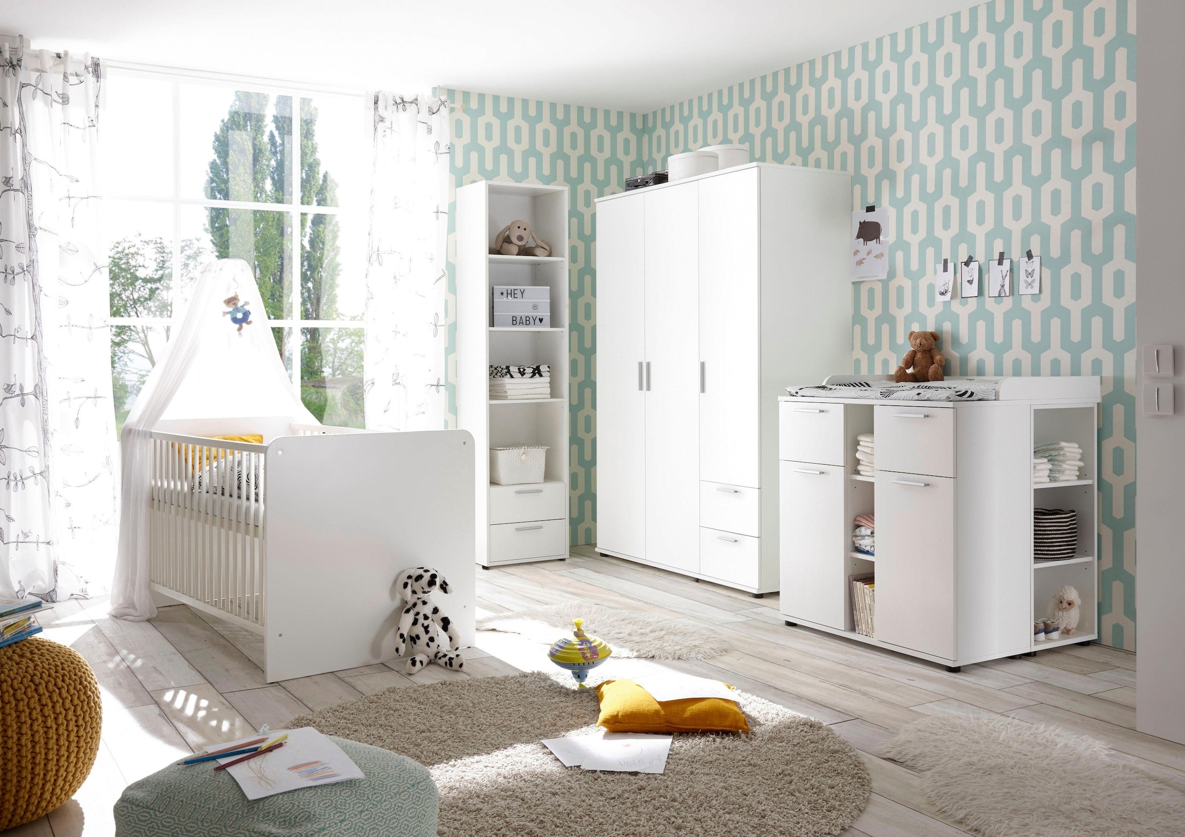 Babyzimmer-Komplettset »Bibo«, (Set, 3 tlg., Bett, Wickelkommode, Schrank), Bett +...