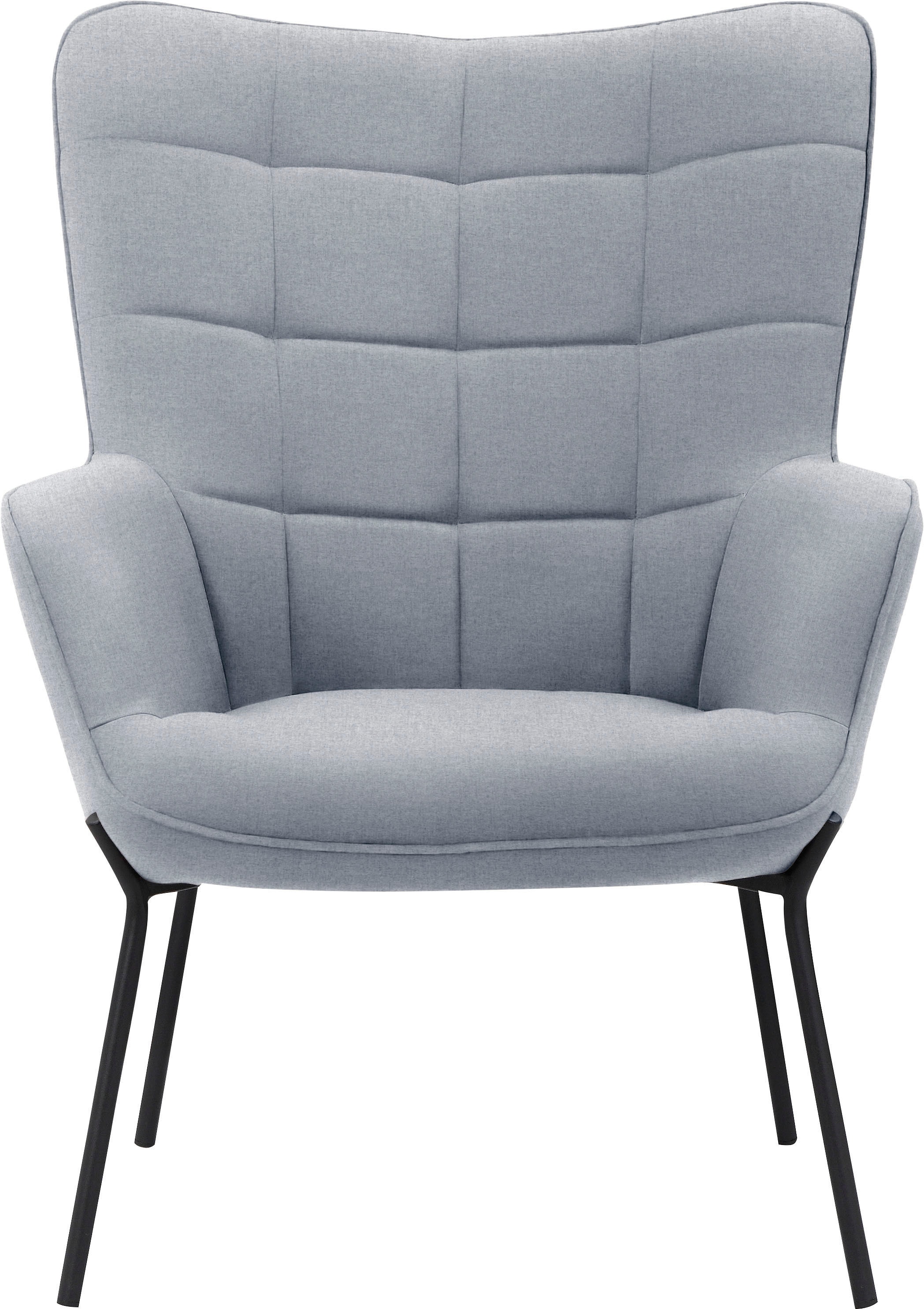 OTTO products Loungesessel »Luukas, Ohrensessel mit Metallbeinen,«, (1 St.), Stoff recyceltes Polyester, Sitz und Rücken gepolstert, Sitzhöhe 46 cm