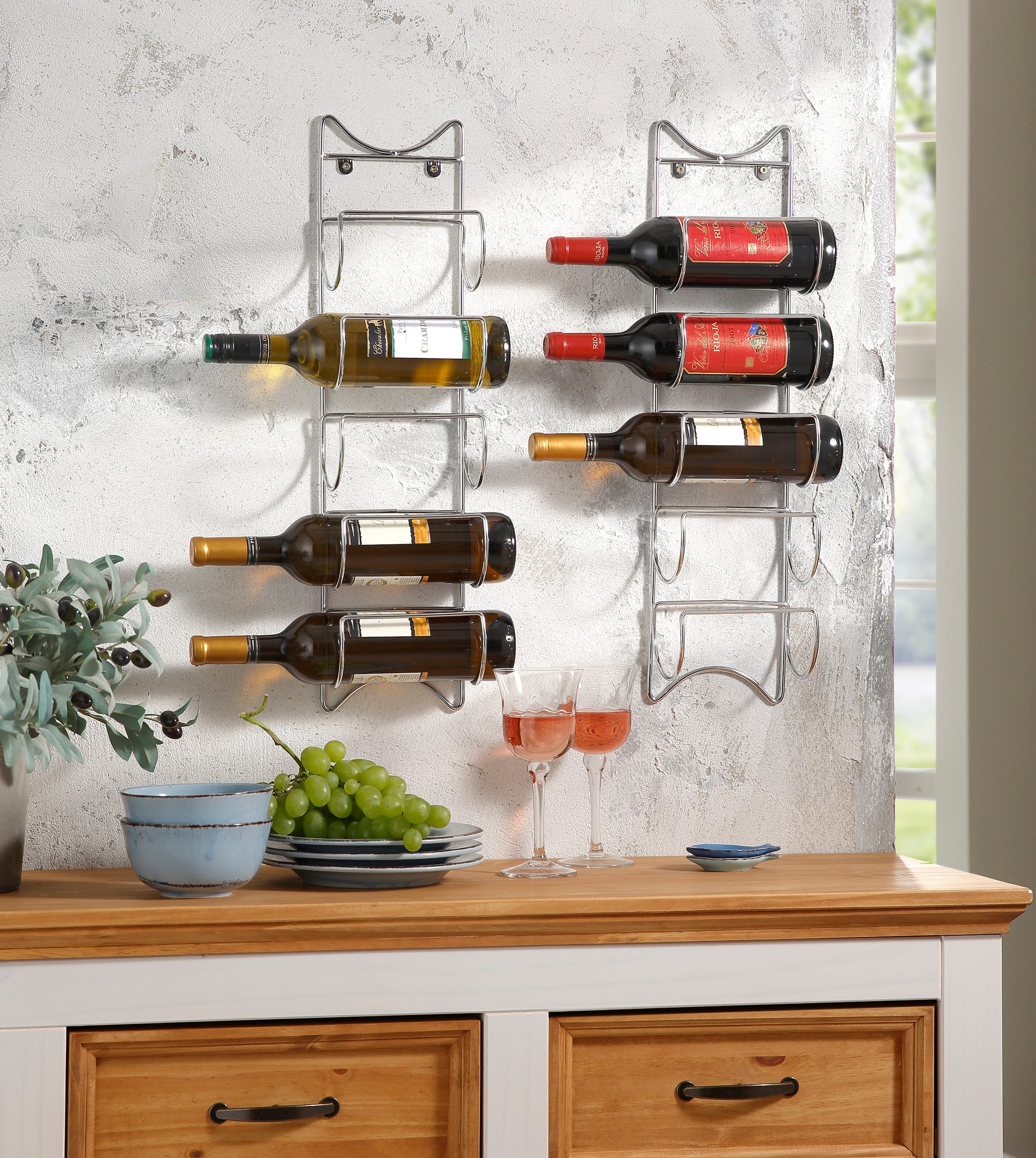 Zeller Present Flaschenregal Set, 2 Stk. tlg. aus hochwertig verchromtem Metall gefertigt