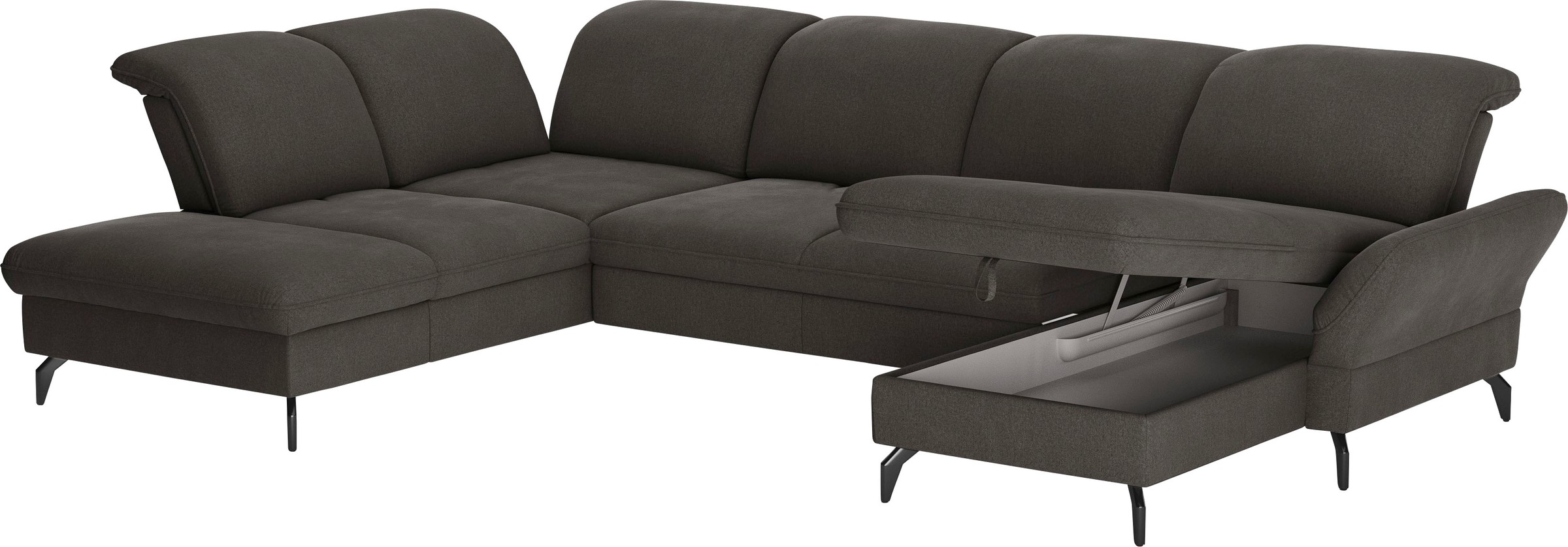 sit&more Wohnlandschaft »Leandro U-Form«, Wahlweise mit Bett-, Kopfteil - und Armlehnfunktion, sowie Bettkasten