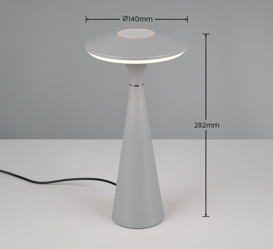 REALITY Leuchten LED Tischleuchte »TORREZ«, 1 flammig, Leuchtmittel LED-Board | LED fest integriert, in-Outdoor Akku Tischlampe mit USB-C, dimmbar, Lichtfarbe einstellbar