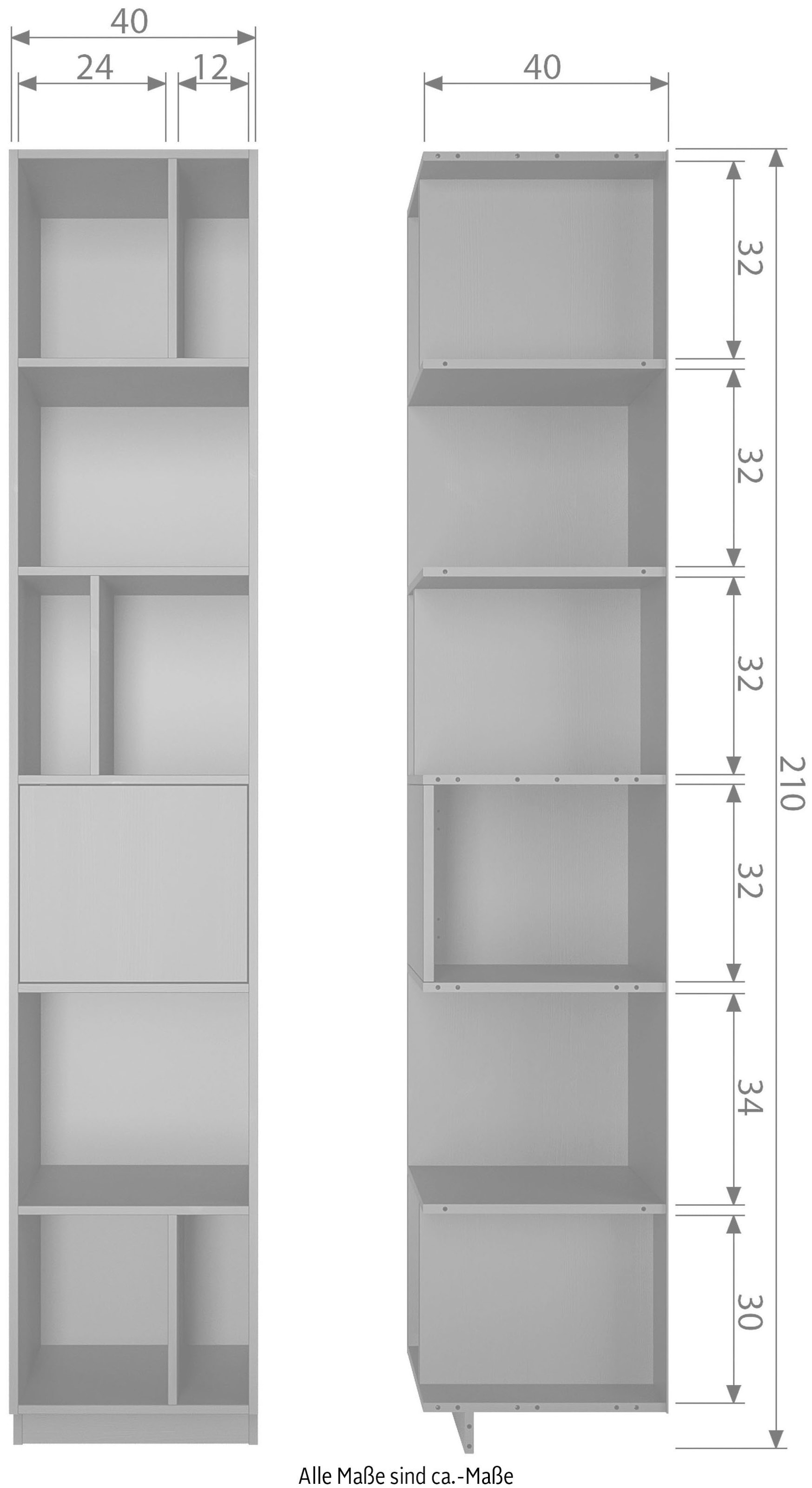WOOOD Bücherregal »Finca«, Regal mit Push-to-Open-System, Höhe 210 cm x Breite 40 cm