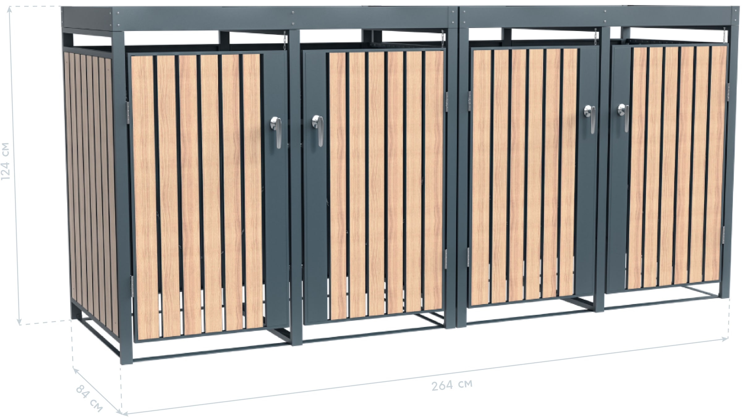 WESTMANN Mülltonnenbox »Planta« Platz für 4 Mülltonnen je 240 L, BxHxT: 264x84x124,5 cm