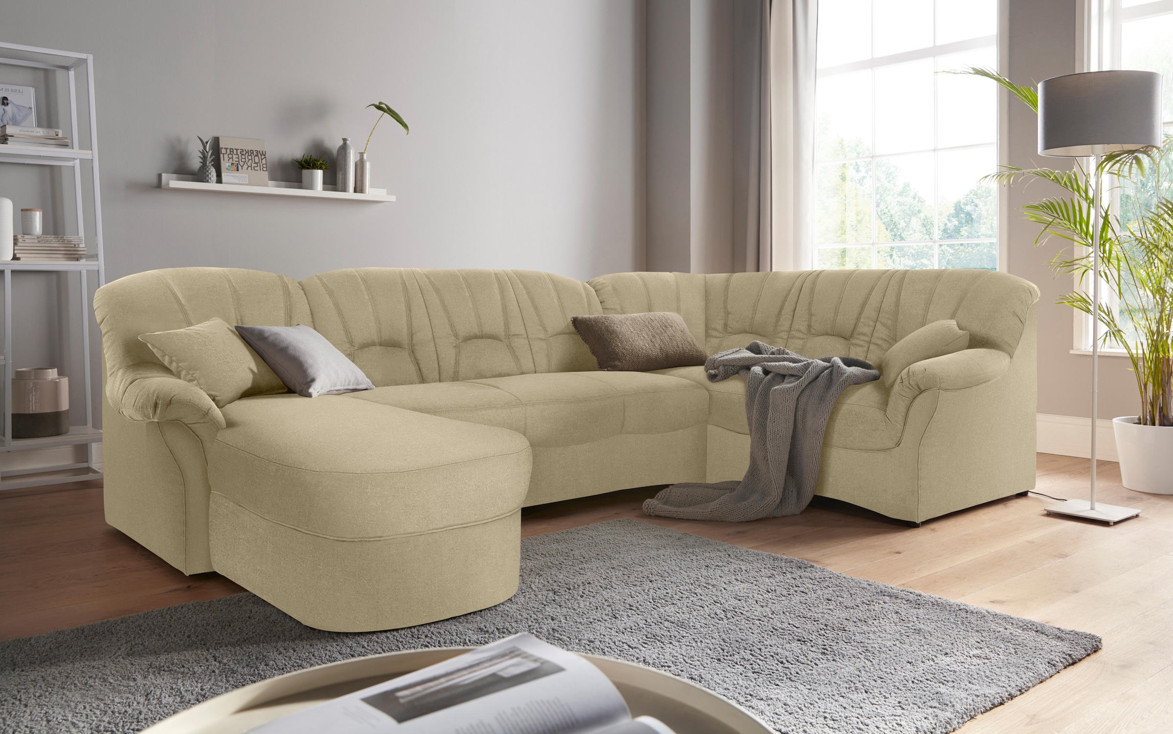 DOMO collection Wohnlandschaft »Bahia mit viel Platz, zeitloses Design, U-Form« wahlweise mit Bettfunktion