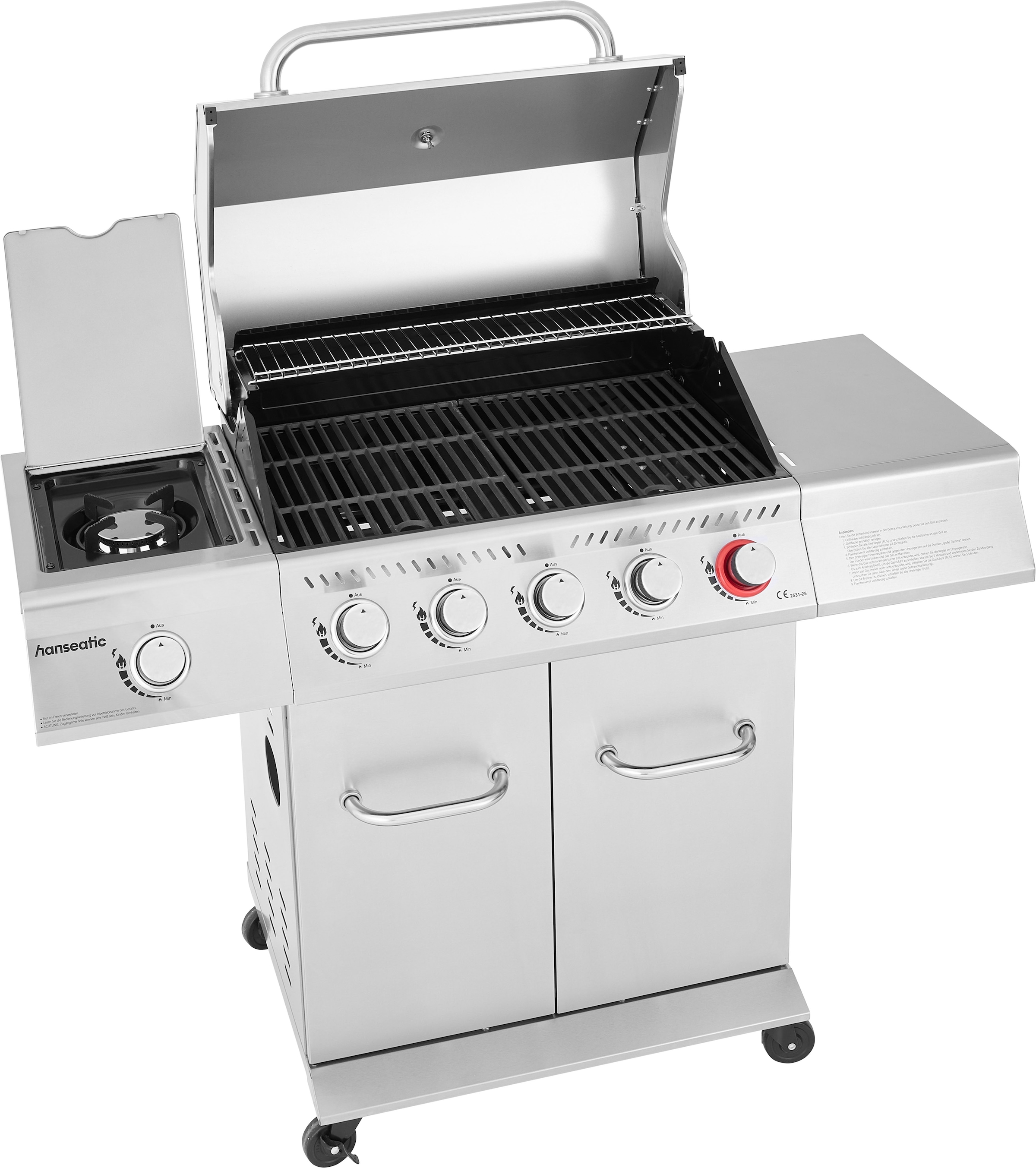 Hanseatic Gasgrill »Richland« BxTxH: 134,7 x 57 x 117 cm, 21,5 kW Gesamt, Edelstahl-Turbobrenner