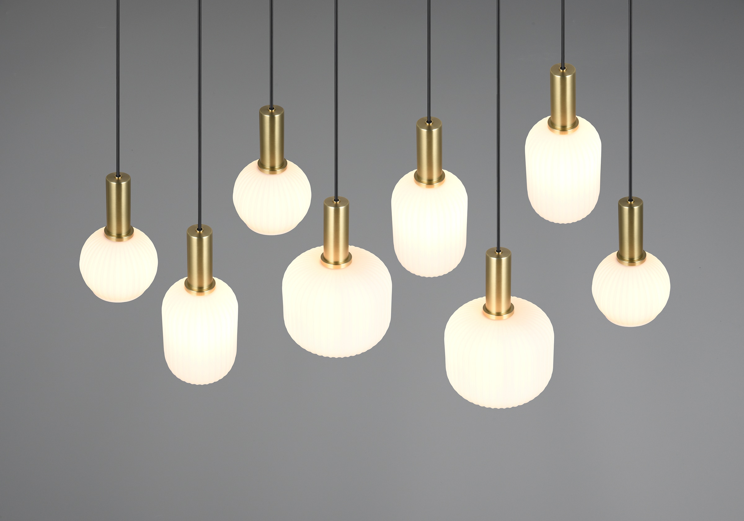 TRIO Leuchten Pendelleuchte »DIVA, E27 Hängelampe 8-flammig mit Glasschirm, exkl 8xE27 max 10W« E27 1 Stk. warmweiß - kaltweiß höhenverstellbar bis max 150cm Hängeleuchte 120x32 cm Wohnzimmer Küche