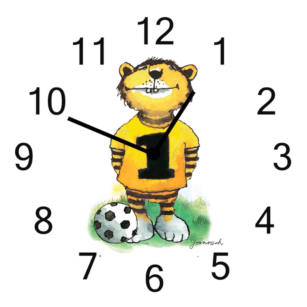 LuckyLinde Wanduhr »Tiger mit Fußball« Wanduhr, Uhr, geräuschlos, JANOSCH, Kindermotiv, Panama