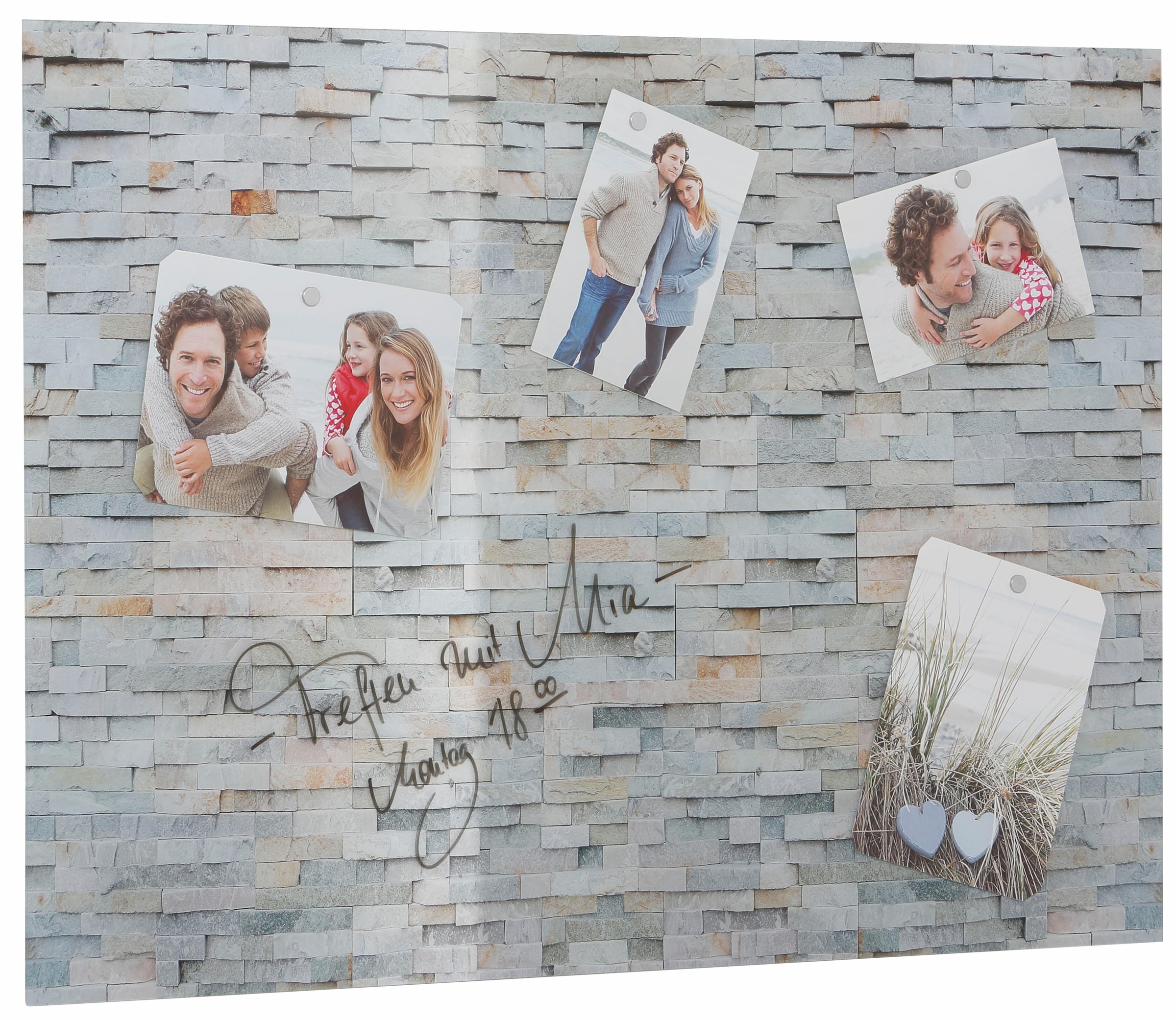 Home affaire Magnettafel »Stone Wall«, Memoboard, aus Glas, Stein Motiv