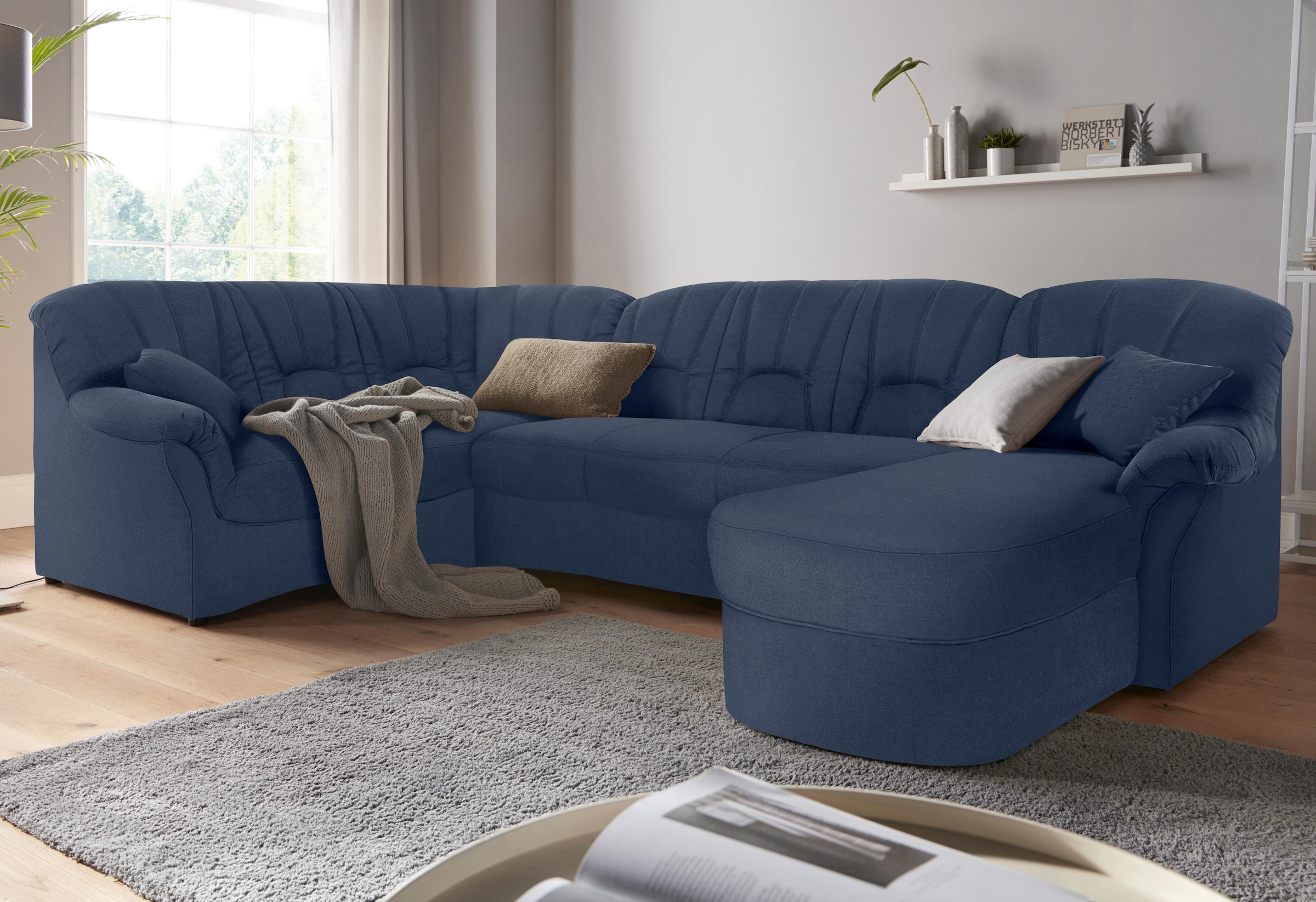 DOMO collection Wohnlandschaft »Bahia mit viel Platz, zeitloses Design, U-Form« wahlweise mit Bettfunktion