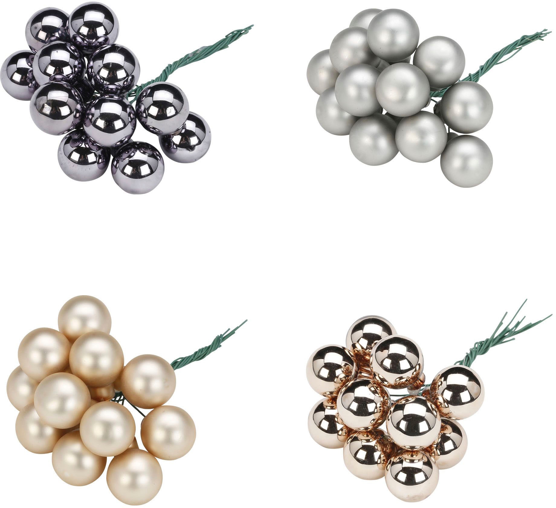 MAGIC by Inge Christbaumschmuck »Spiegelbeeren Glowing Mountains, 4-fach sortiert«, (Set, 8 tlg.), Weihnachtsdeko, Weihnachtsschmuck aus Echtglas