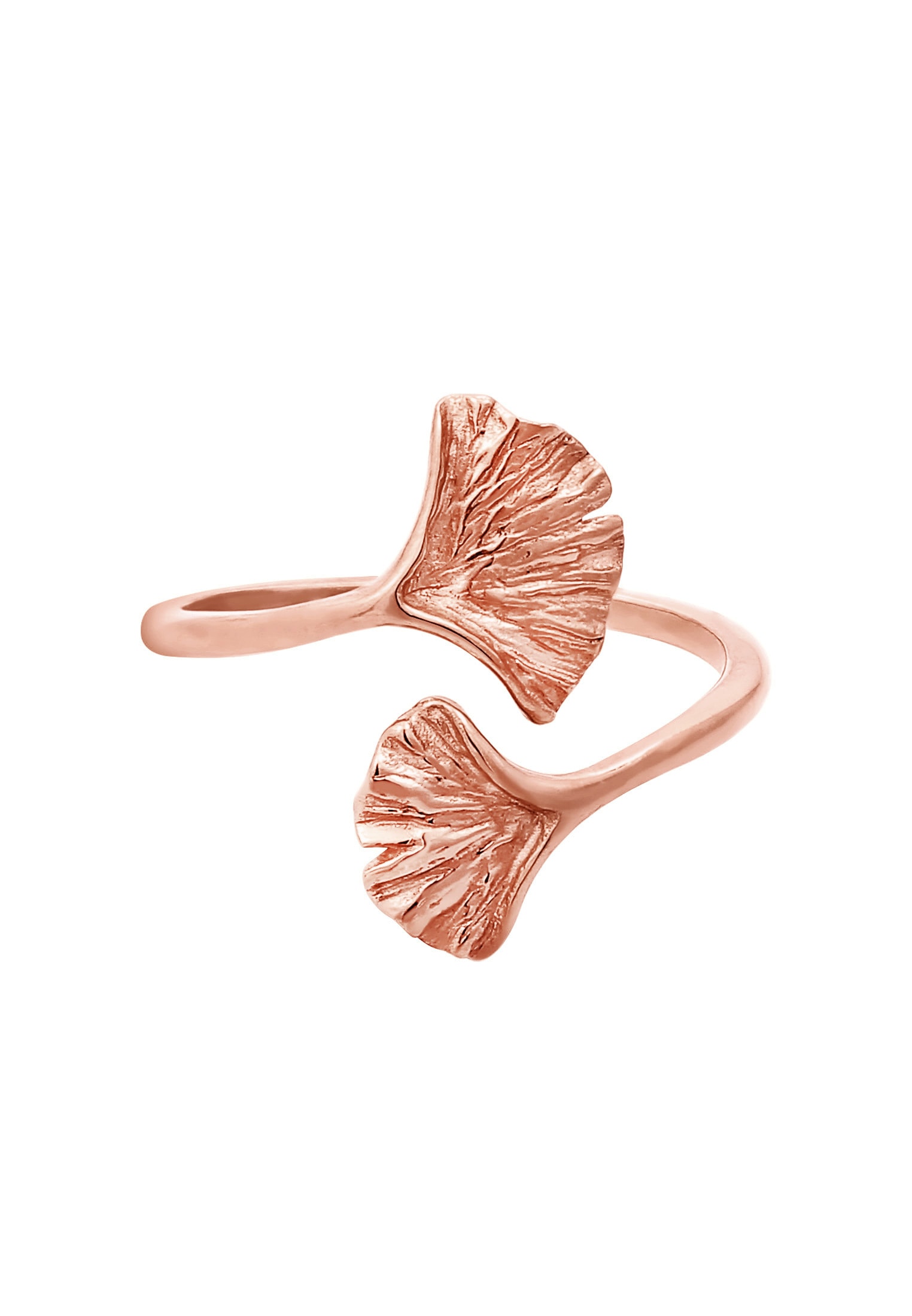 Elli Silberring »Ring Verstellbar offen Ginkgo Blatt Natur 925 Silber«