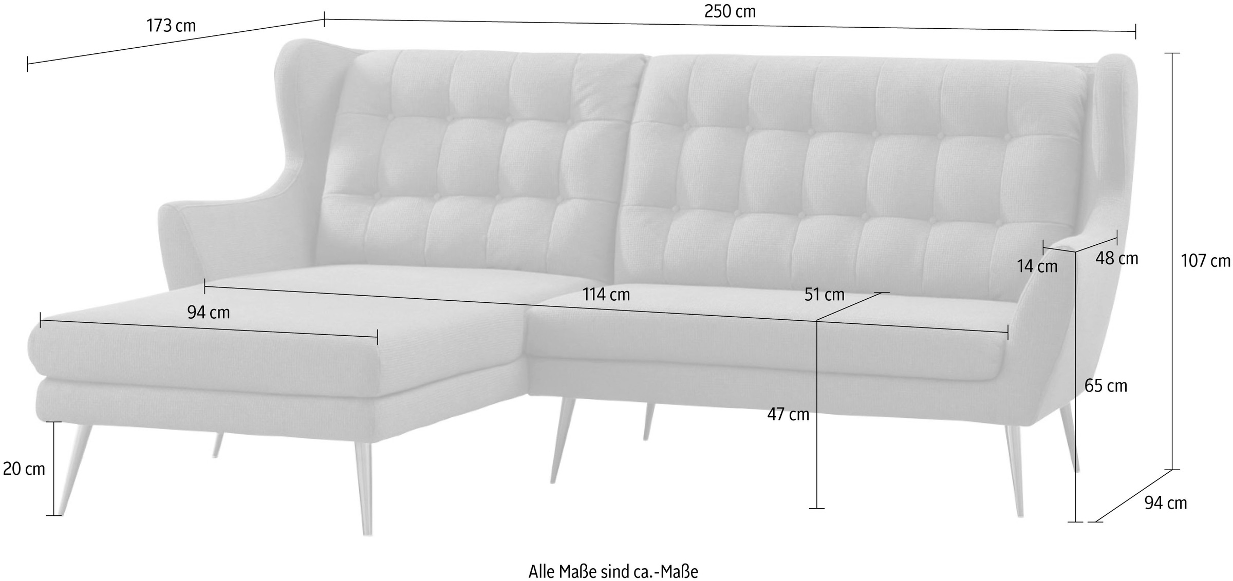 Home affaire Ecksofa »Henry Louanne, L-Form« wahlweise mit  Messingfüßen
