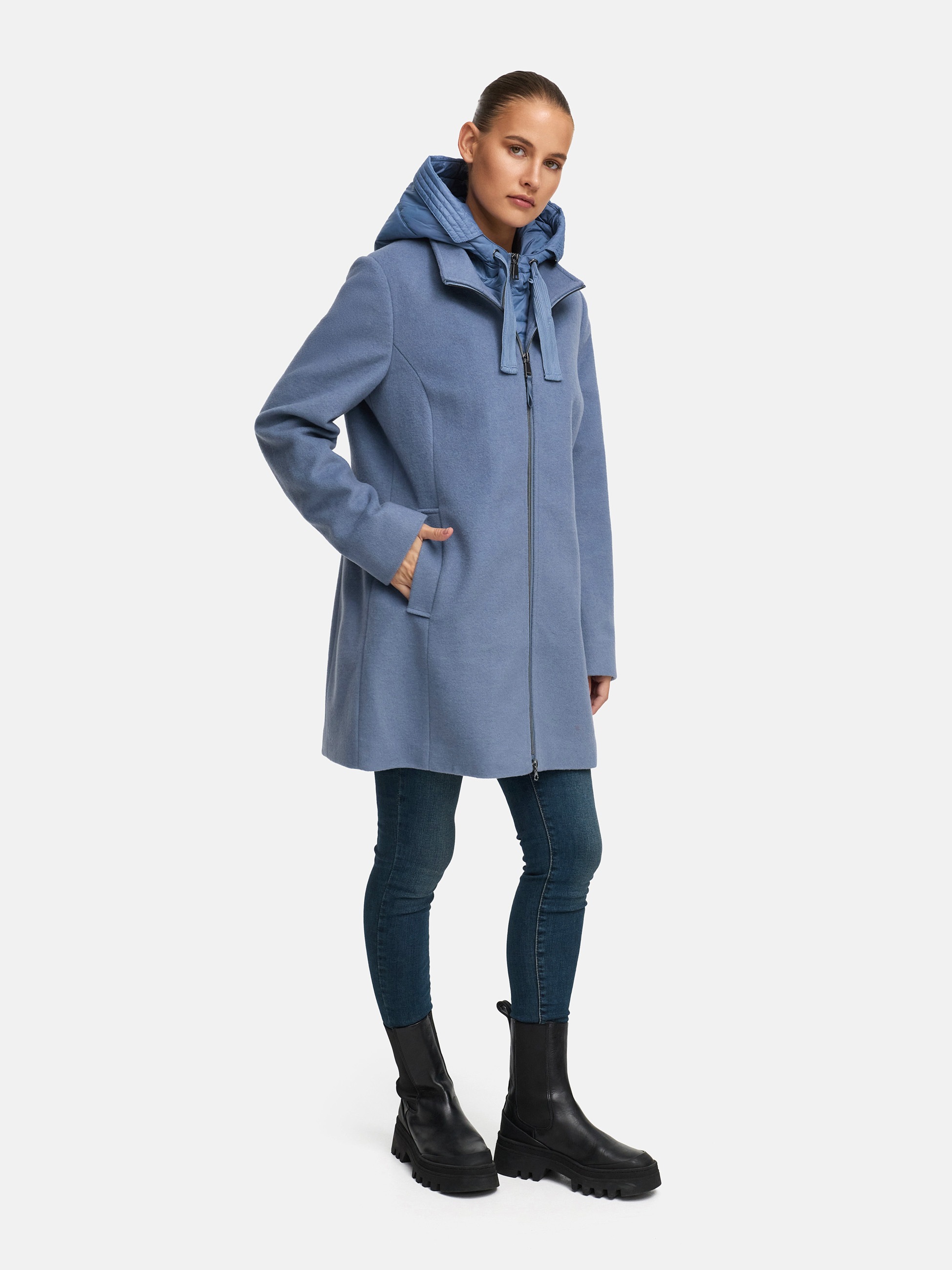 MANISA Wolljacke mit Kapuze mit herausnehmbarer Kapuze