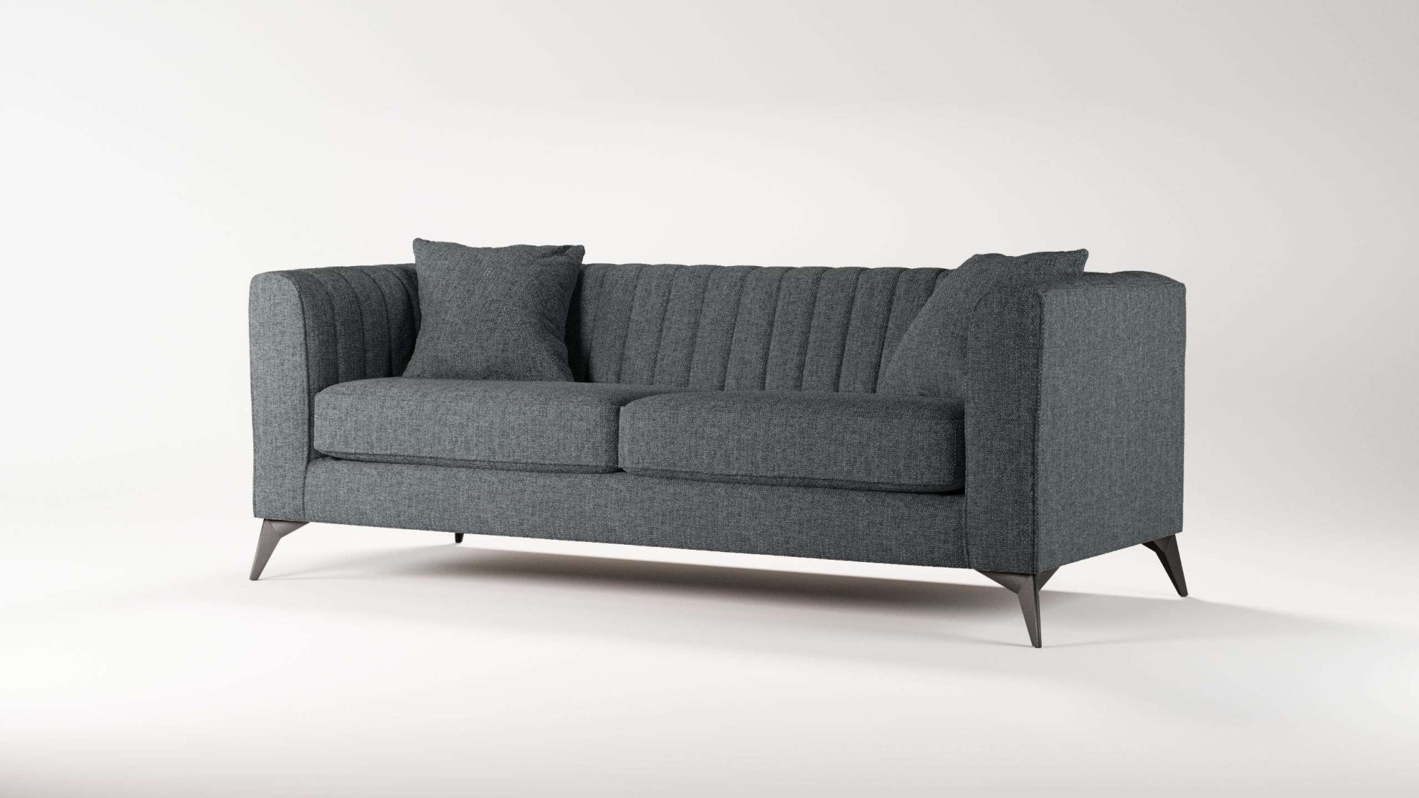 Places of Style 3-Sitzer »MATTHEW elegantes Designsofa, Maße B/T/H: 201/86/74 cm«, feine Steppung im Rückenbereich, lose Sitzkissen, incl. Zierkissen