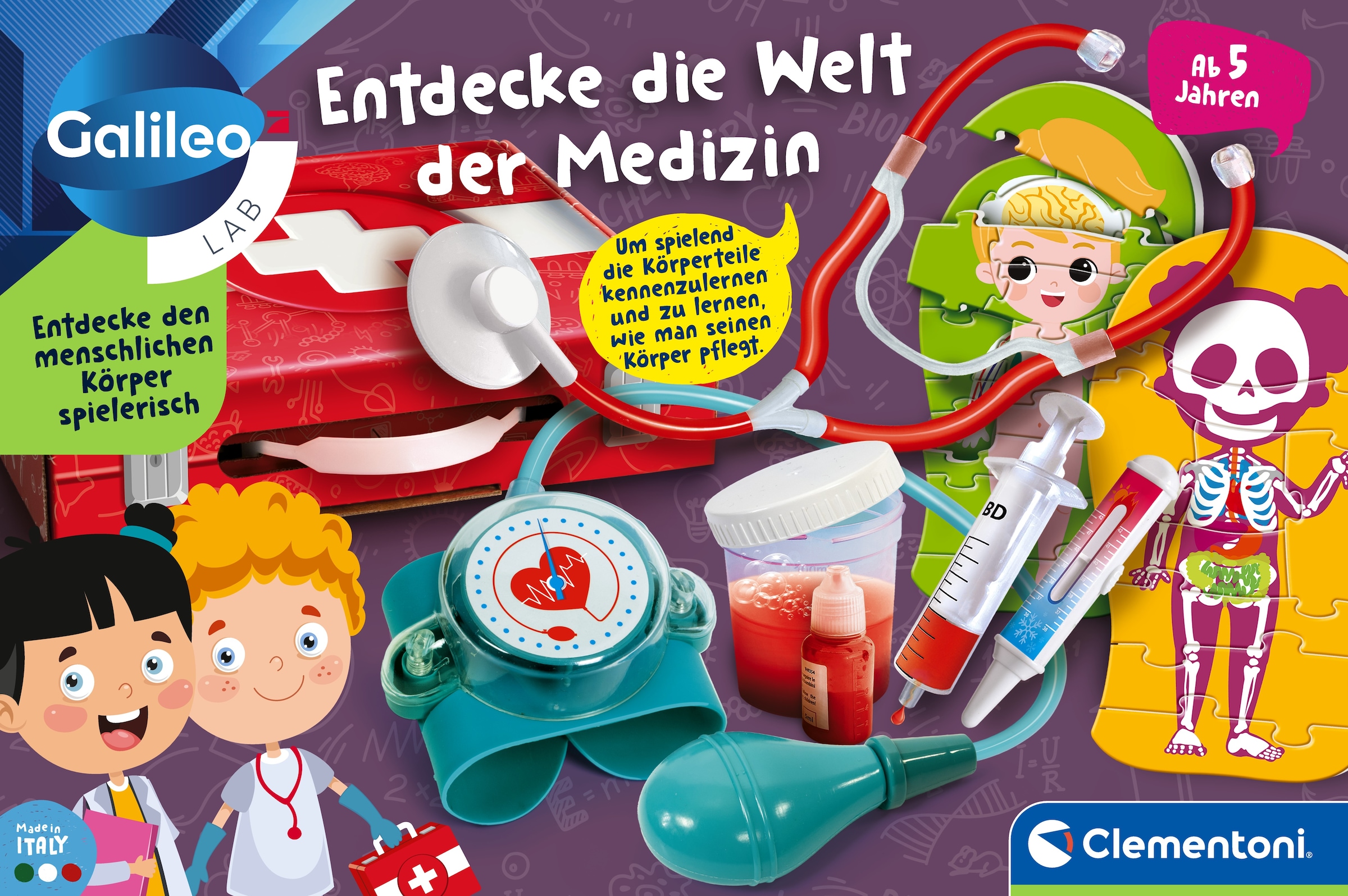 Clementoni® Experimentierkasten »Galileo, Entdecke die Welt der Medizin« Made in Europe