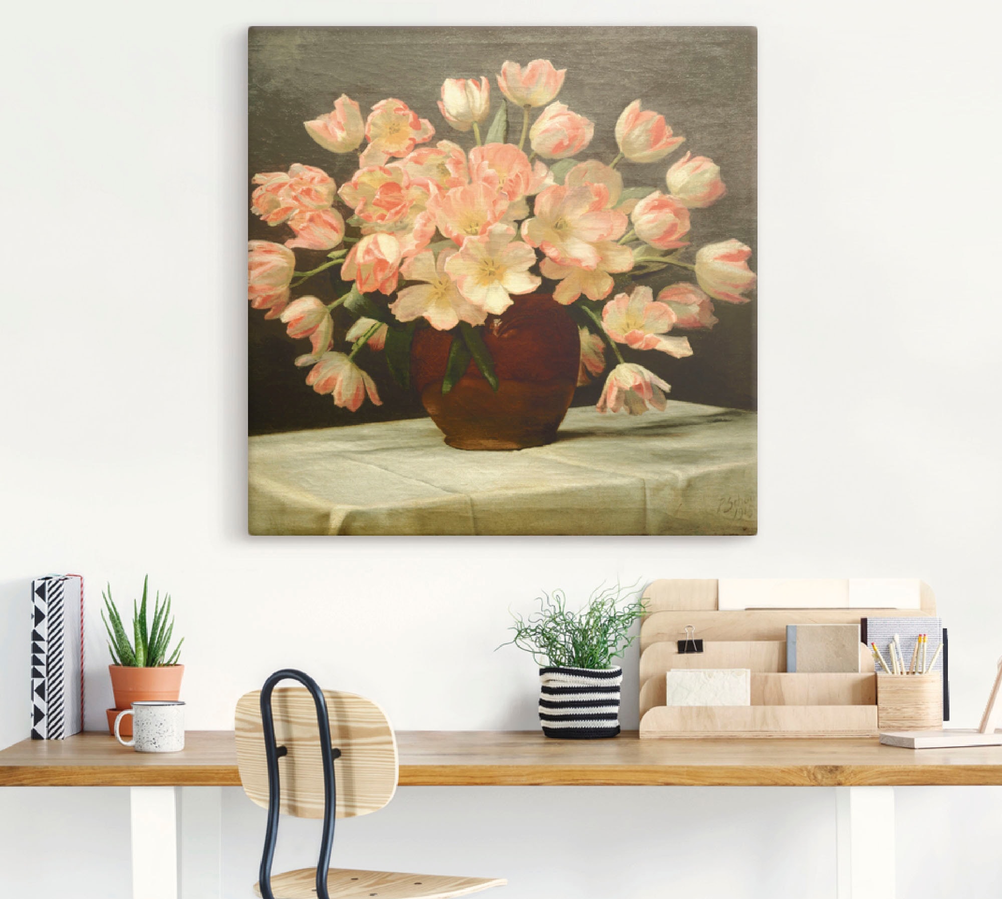 Artland Leinwandbild »Tulpen in einer Vase. 1915« Blumen 1 Stk. tlg. auf Holzrahmen gespannt