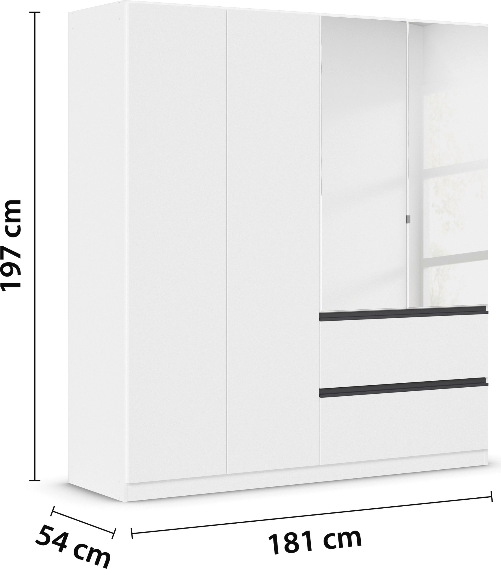rauch Drehtürenschrank »Kleiderschrank Schrank Garderobe Wäscheschrank COSTA in 3 Breiten«, mit Spiegel, grifflose Front und Push-to-Open Funktion MADE IN GERMANY