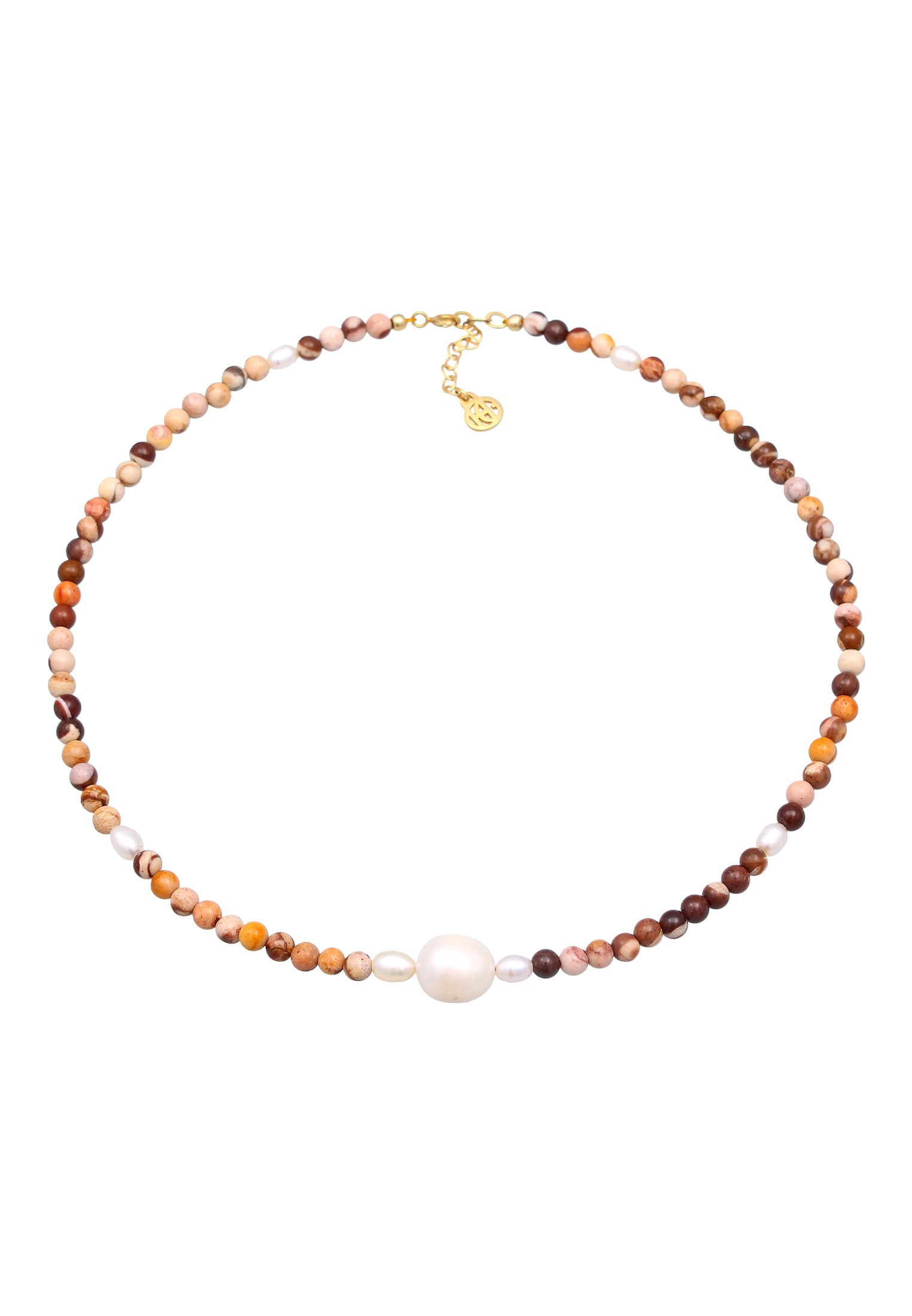 HAZE & GLORY Silberkette »Halskette Choker Jaspis Süßwasserperlen 925 Silber vergoldet«
