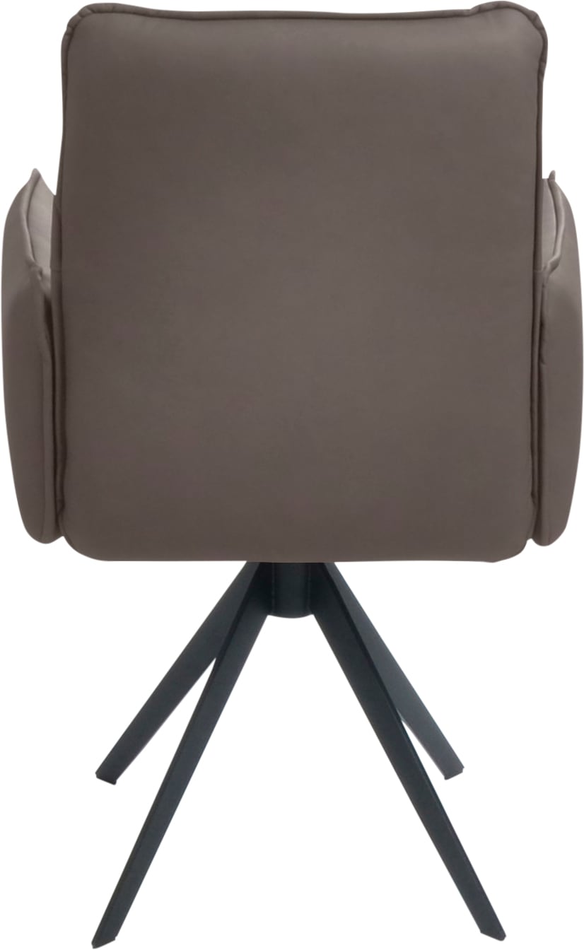 K+W Komfort & Wohnen Drehstuhl, Leder, Blitzdrehkreuz und Rückholfunktion, dekorativer 12mm Biese